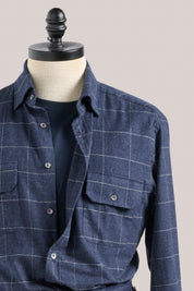 Longford Cotton/Cashmere Overshirt - Navy