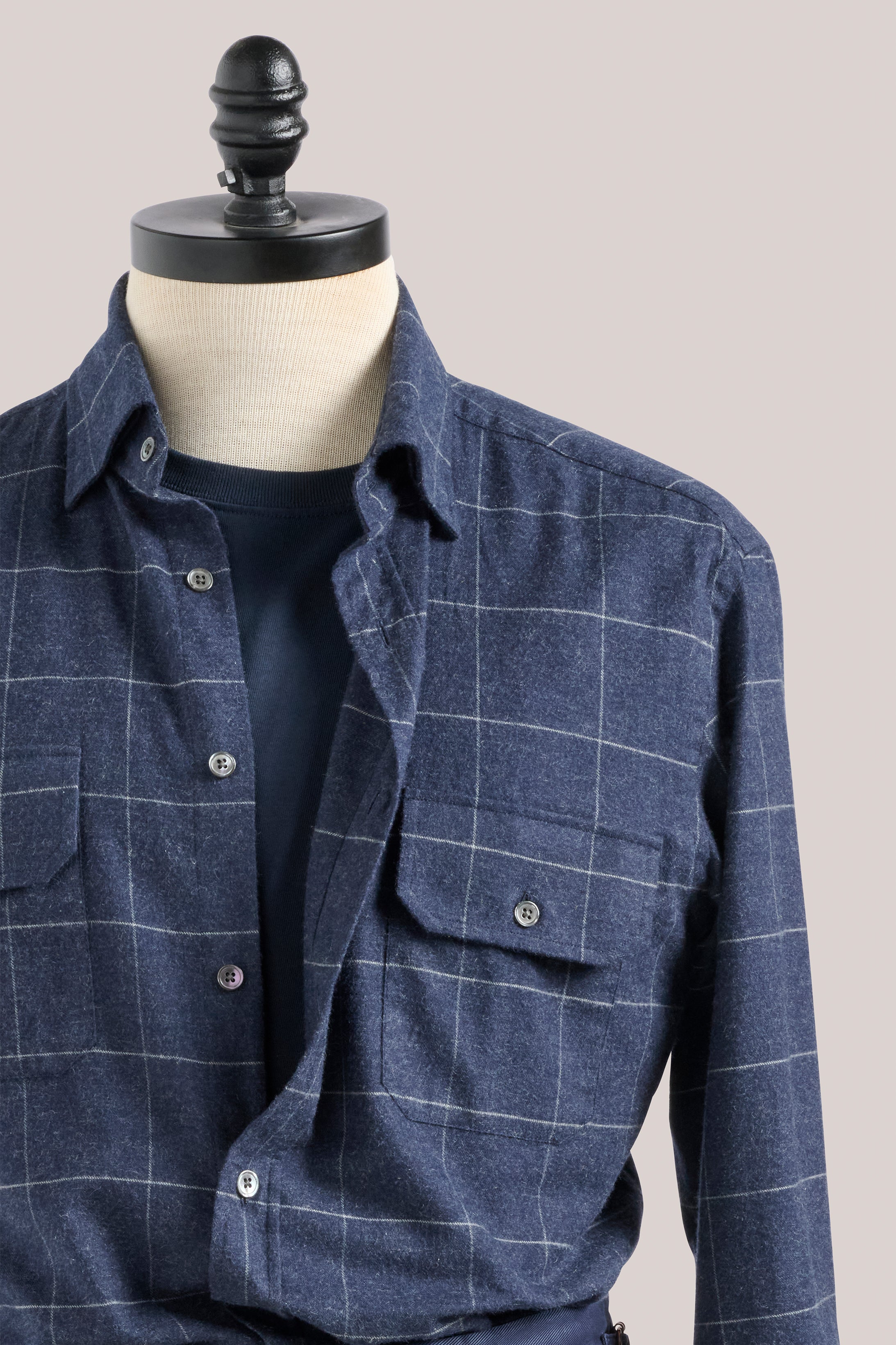 Cashmere Blend Overshirt - Navy Check -1 x M ONLY