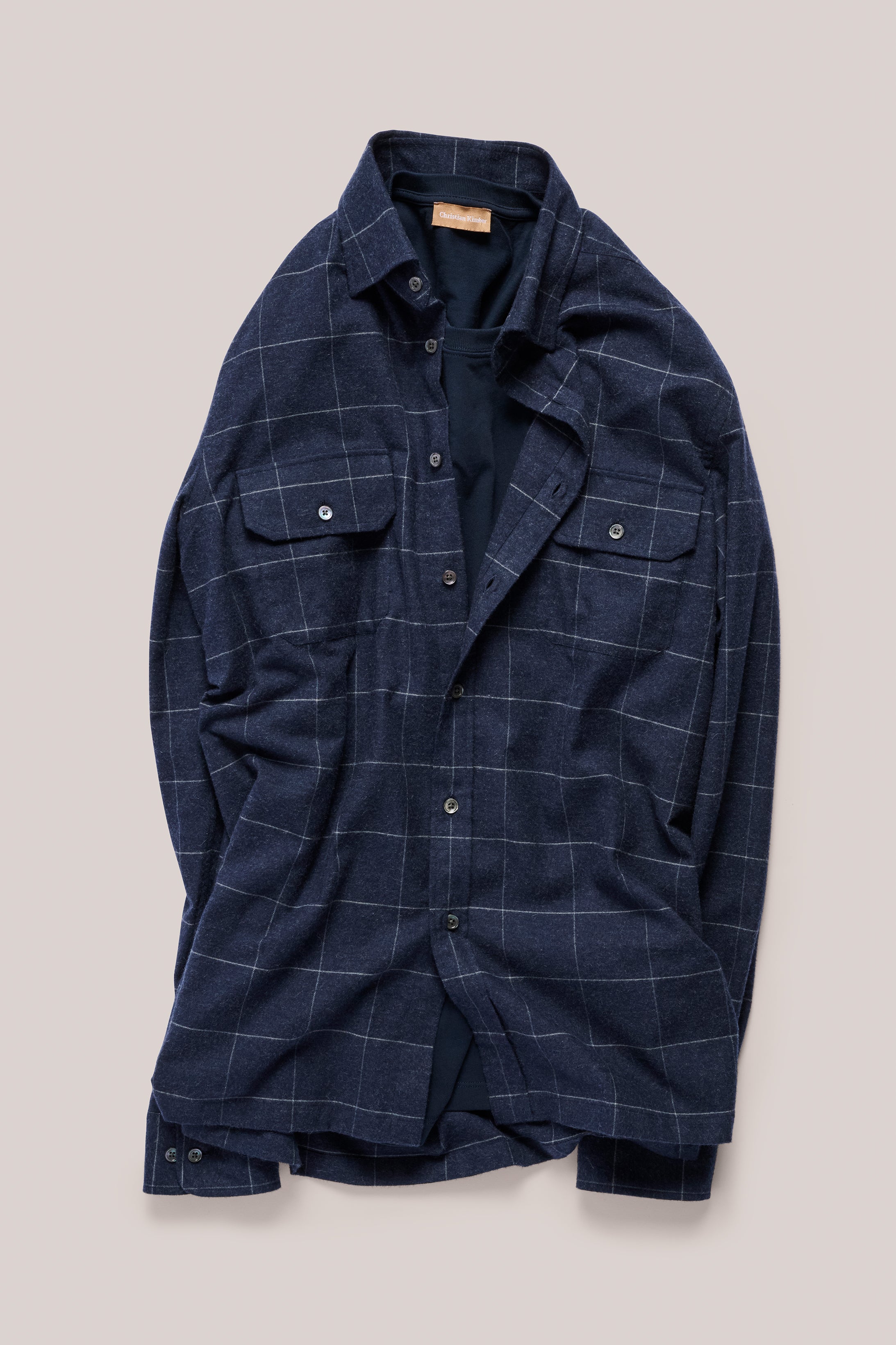 Cashmere Blend Overshirt - Navy Check -1 x M ONLY