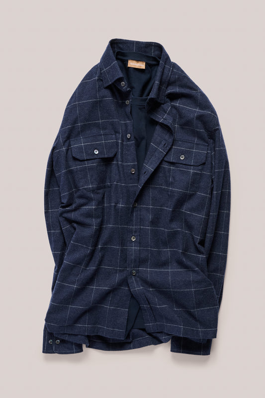 Longford Cotton/Cashmere Overshirt - Navy