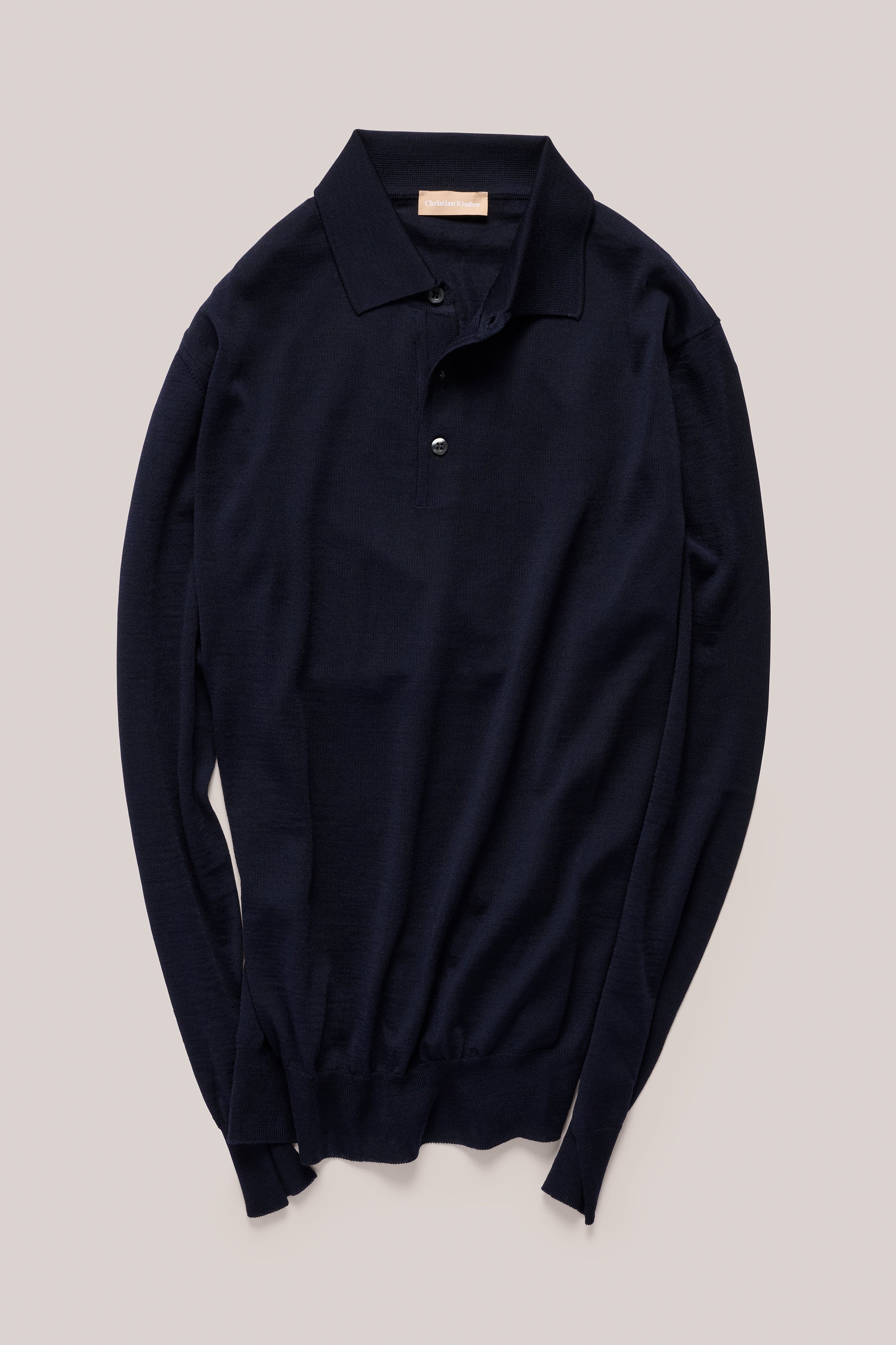 Rye Paperweight Merino Long Sleeve Polo - Navy