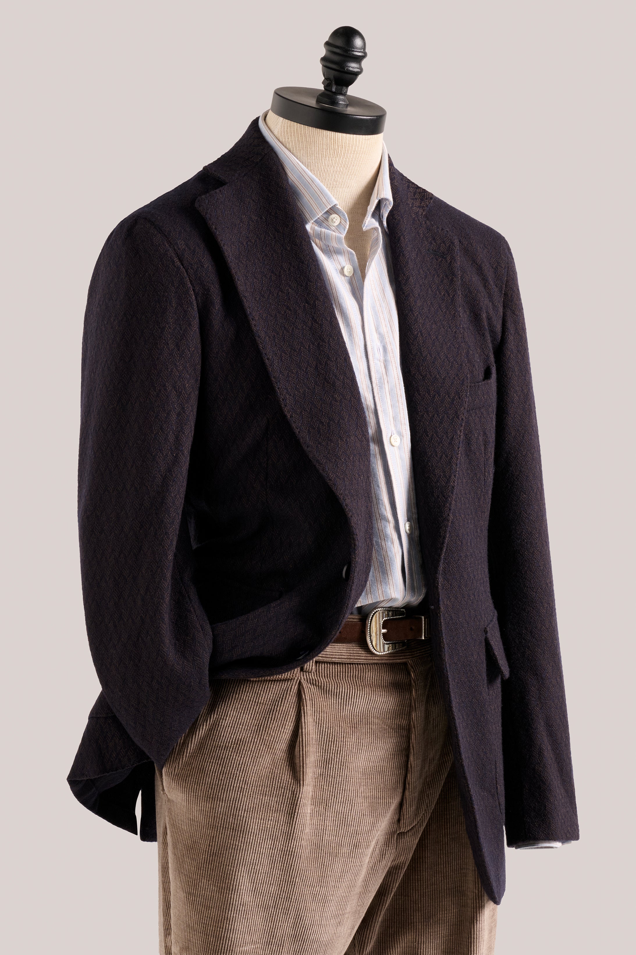Apollo Unconstructed Blazer - Wool - Navy/Brown