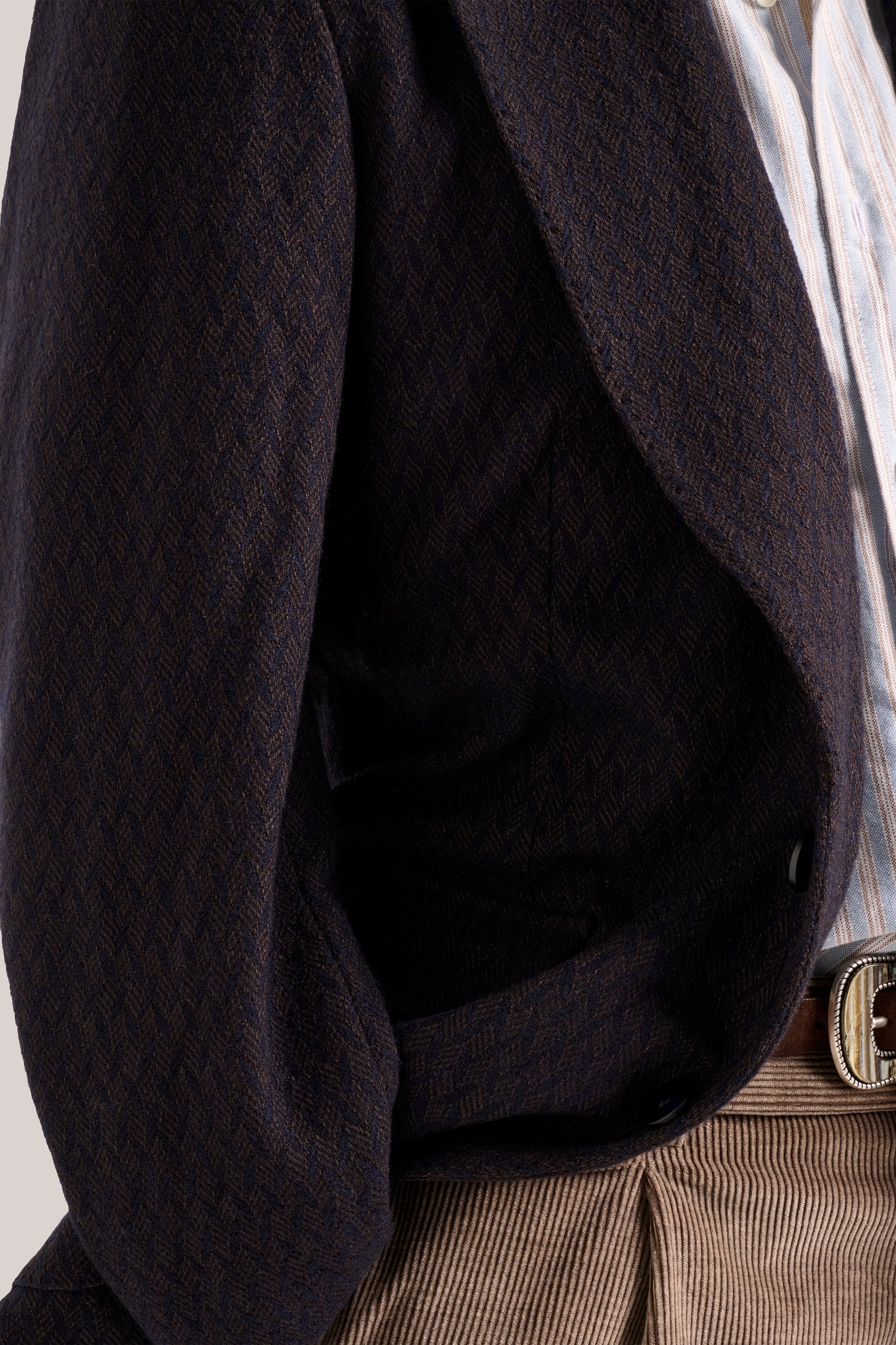 Apollo Unstructured Blazer - Wool - Navy And Brown