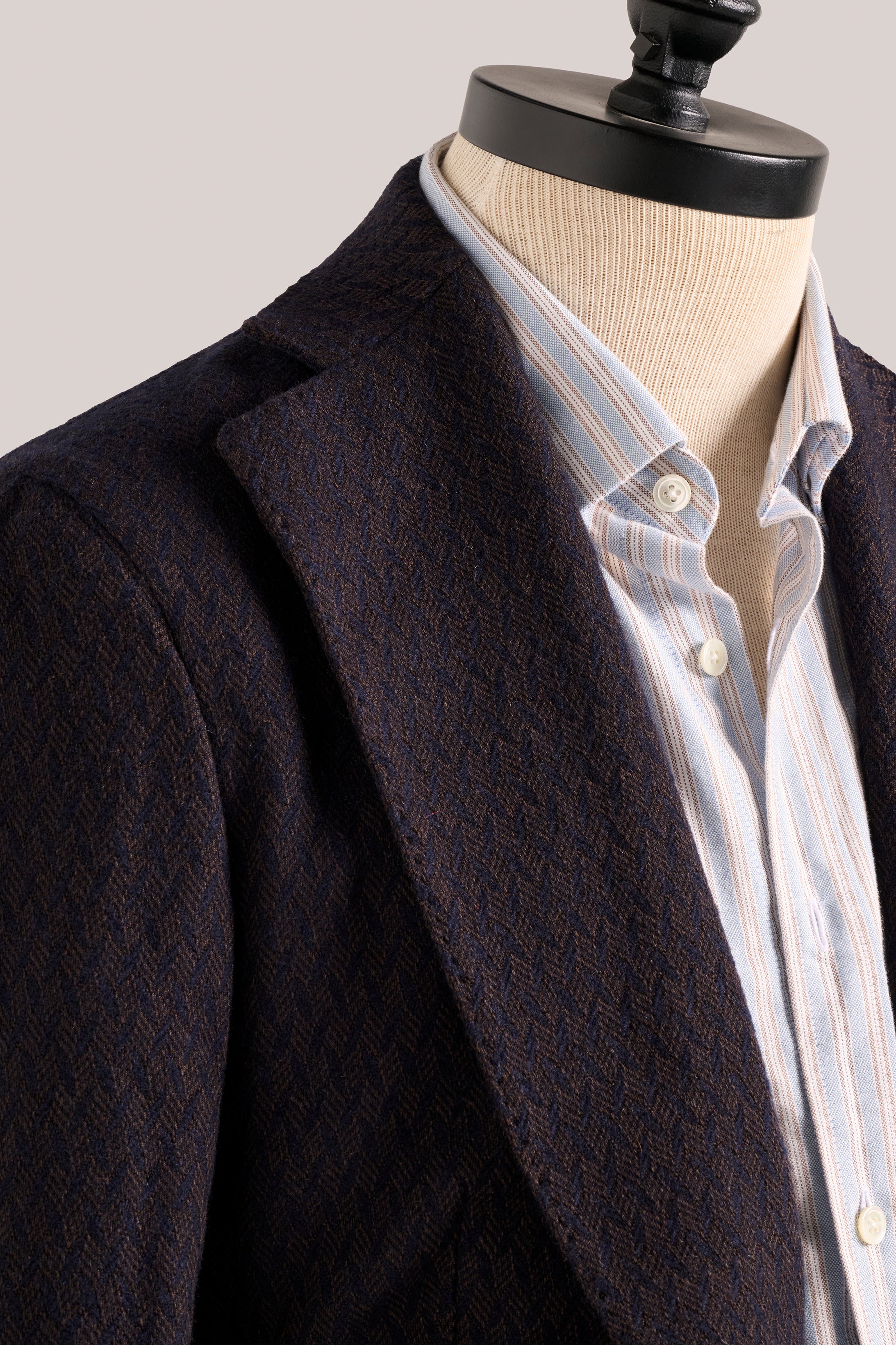 Apollo Unstructured Blazer - Wool - Navy And Brown