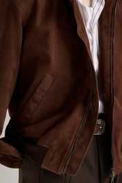 Suede Bomber -  Walnut