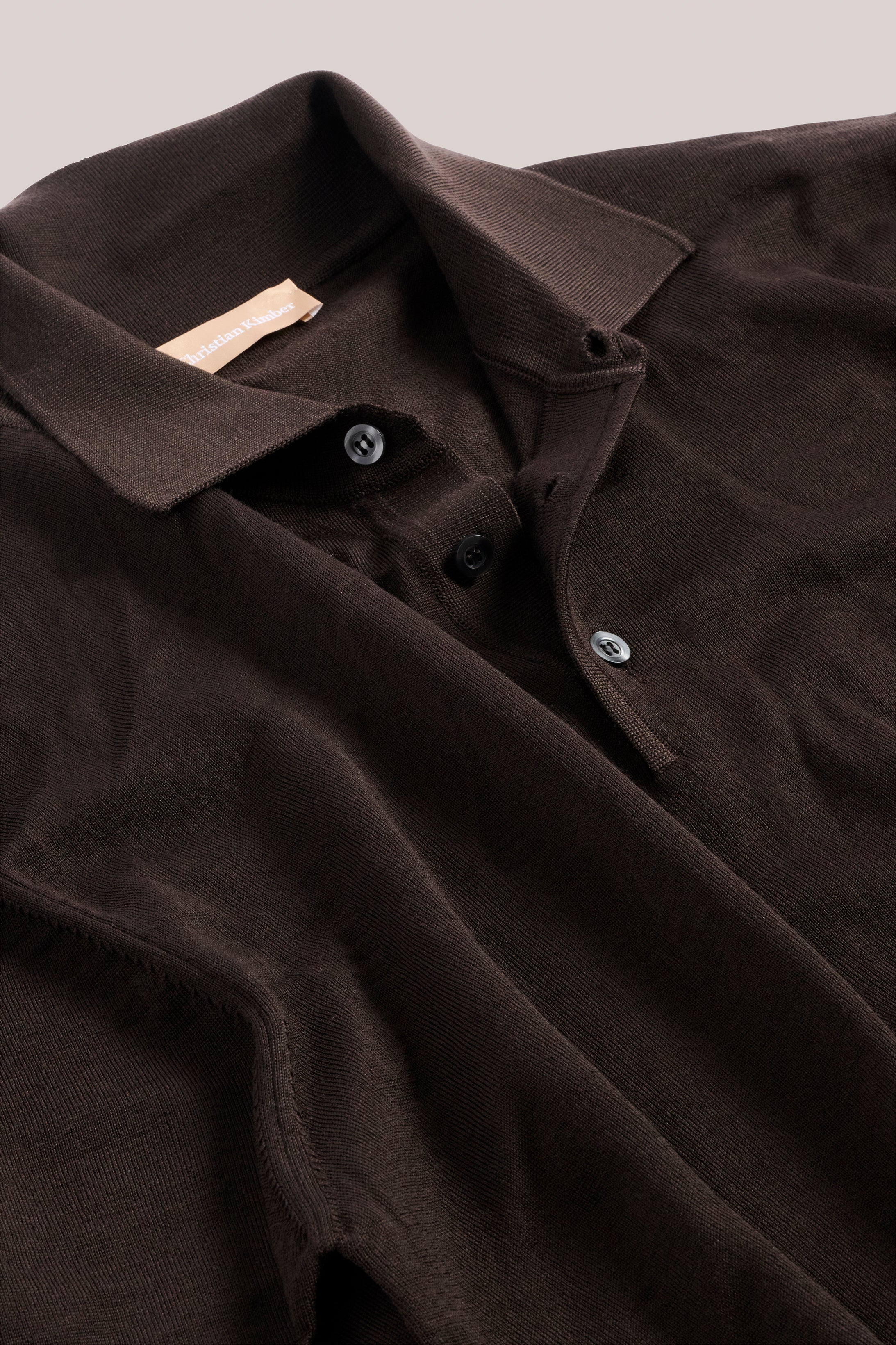 Rye Paperweight Merino Long Sleeve Polo - Espresso