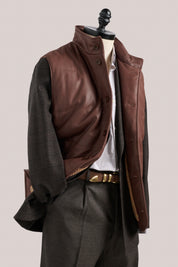 Leather Vest - Walnut/Plaid