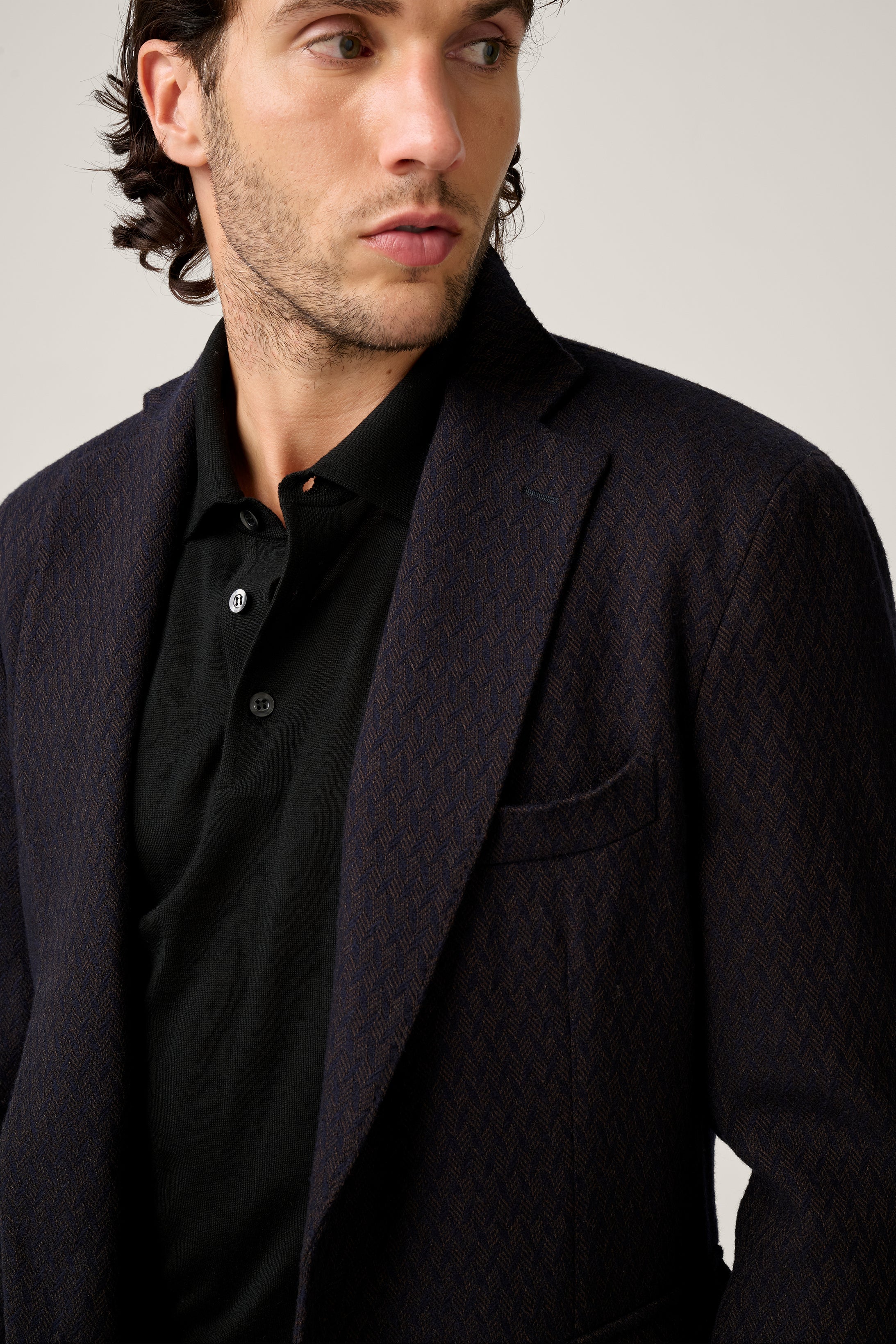 Apollo Unconstructed Blazer - Wool - Navy/Brown