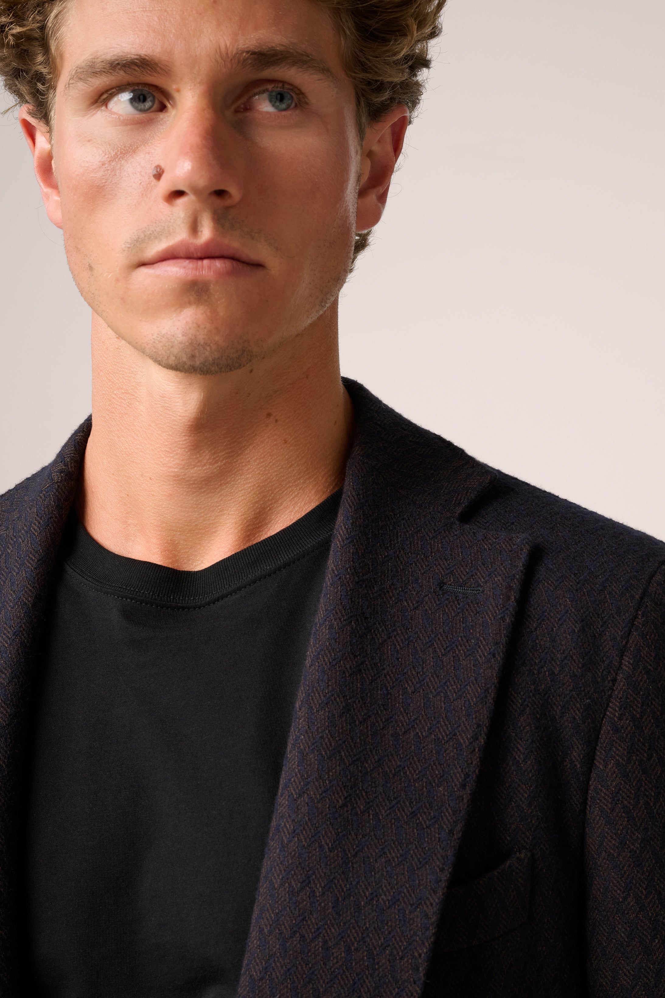 Apollo Unstructured Blazer - Wool - Navy And Brown