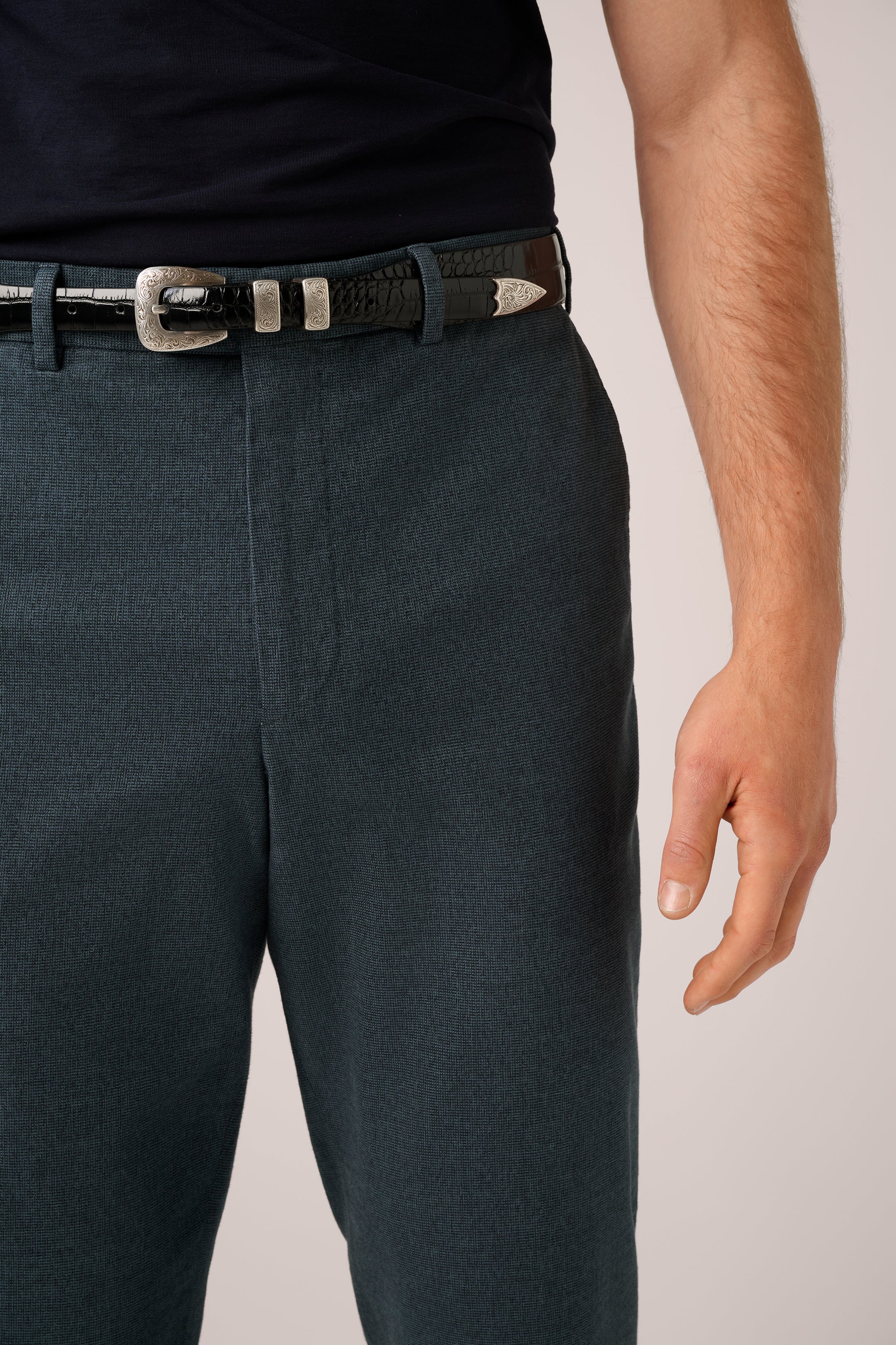 Super Soft Chino - Garment-Dyed Italian Cotton - Melange Petrol Blue