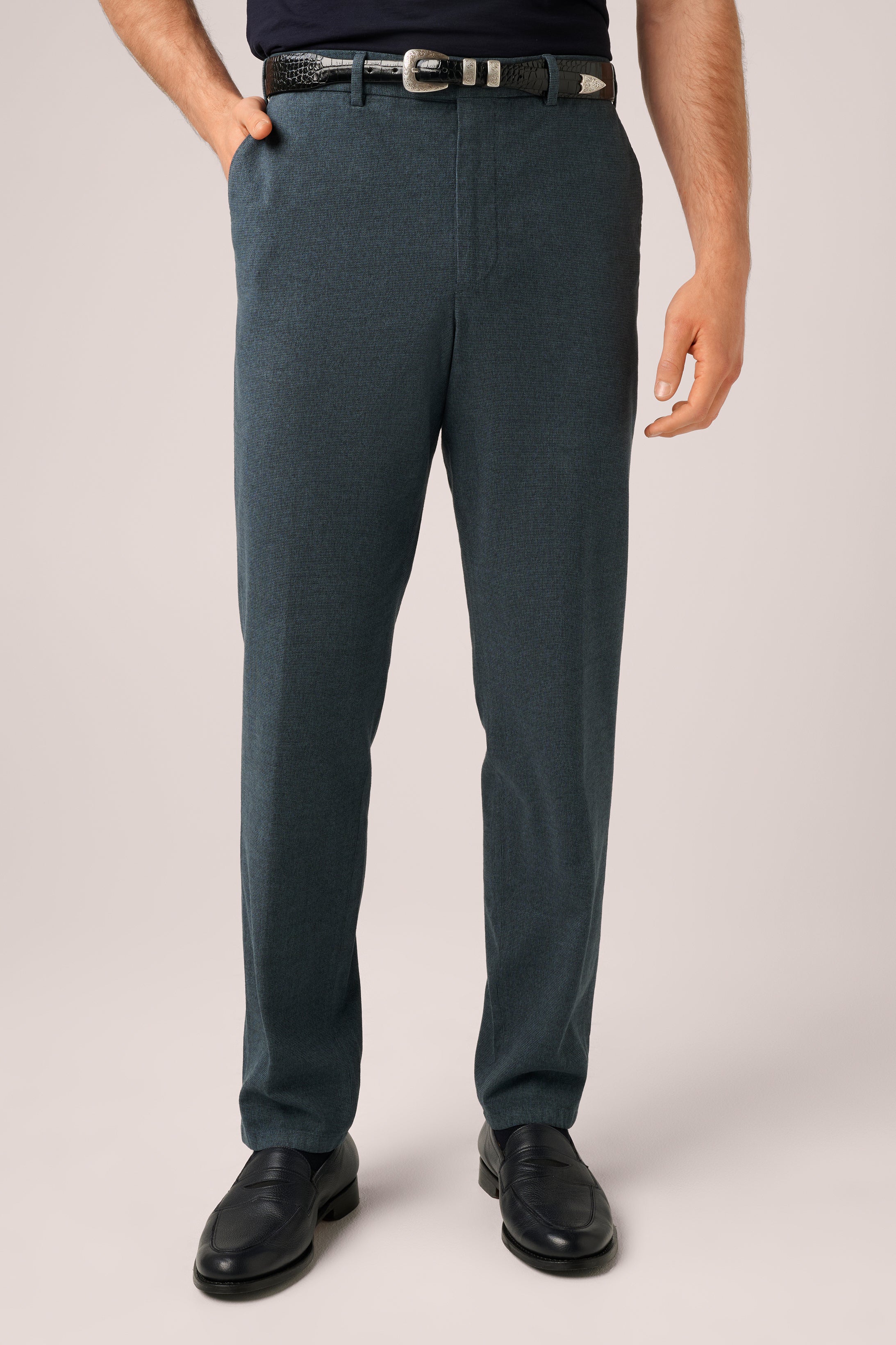 Super Soft Chino - Garment-Dyed Italian Cotton - Melange Petrol Blue