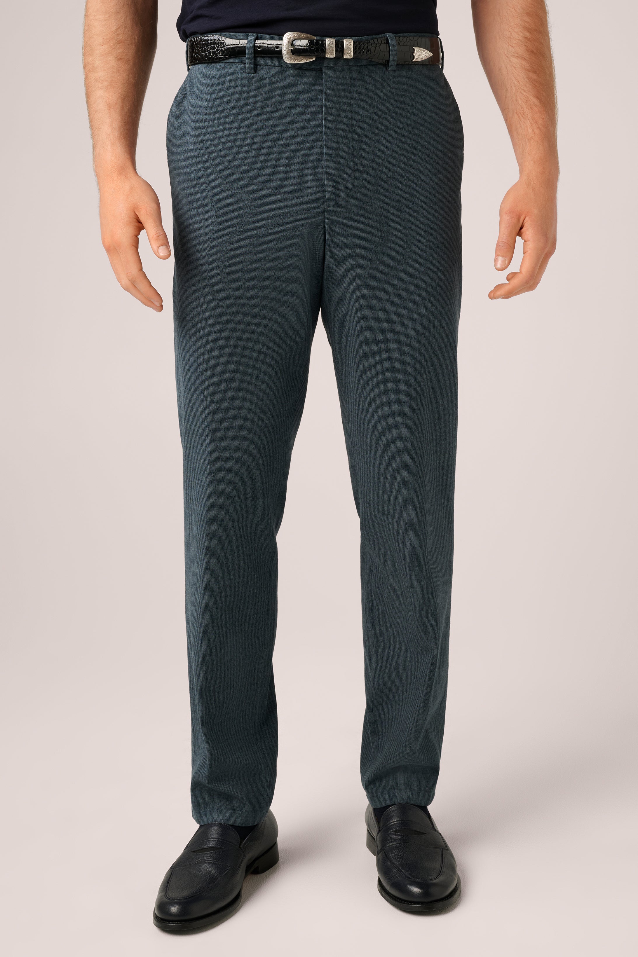 Super Soft Chino - Garment-Dyed Italian Cotton - Melange Petrol Blue