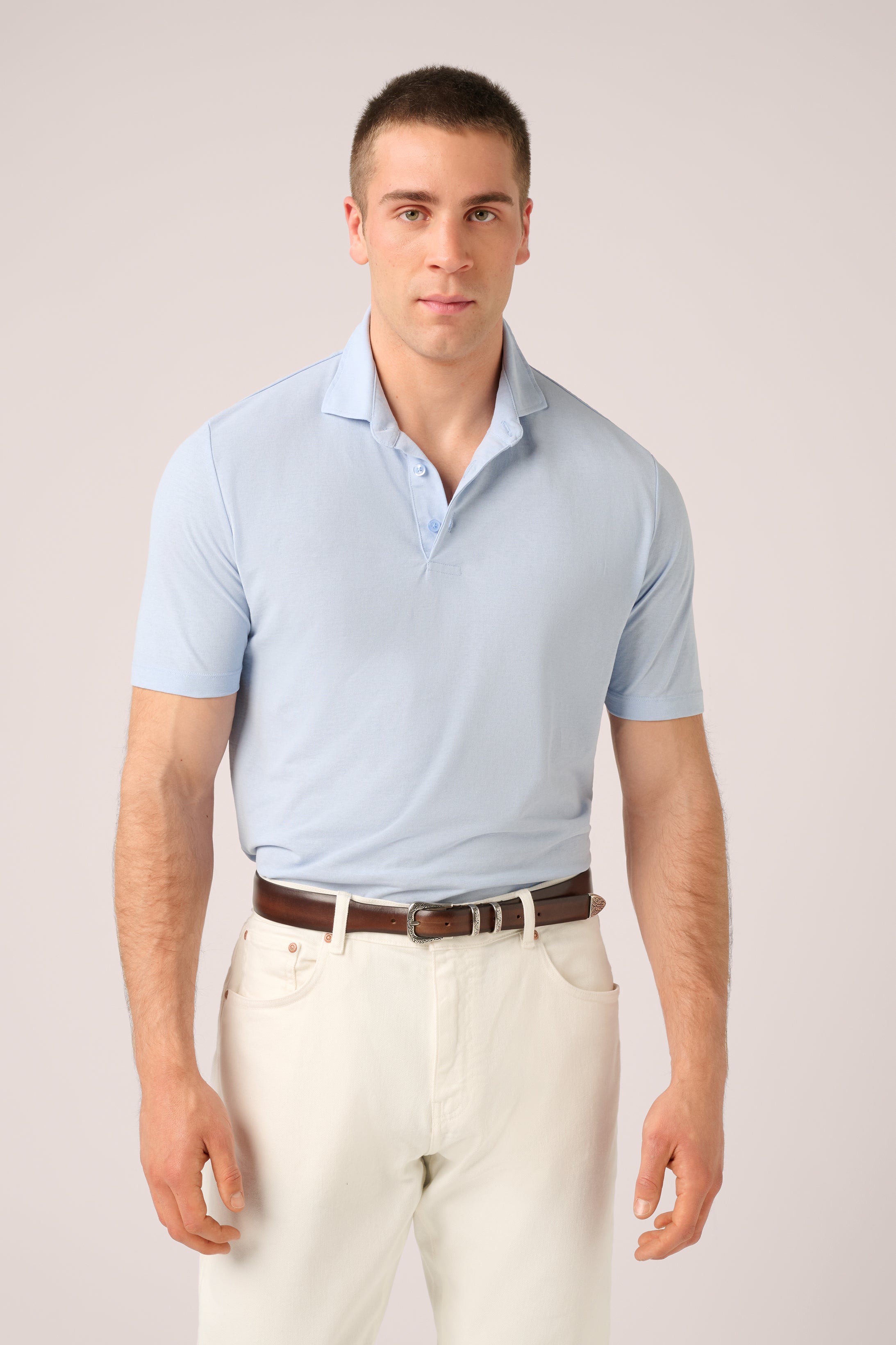 Short-Sleeved Polo - Ice Cotton - Sky Blue