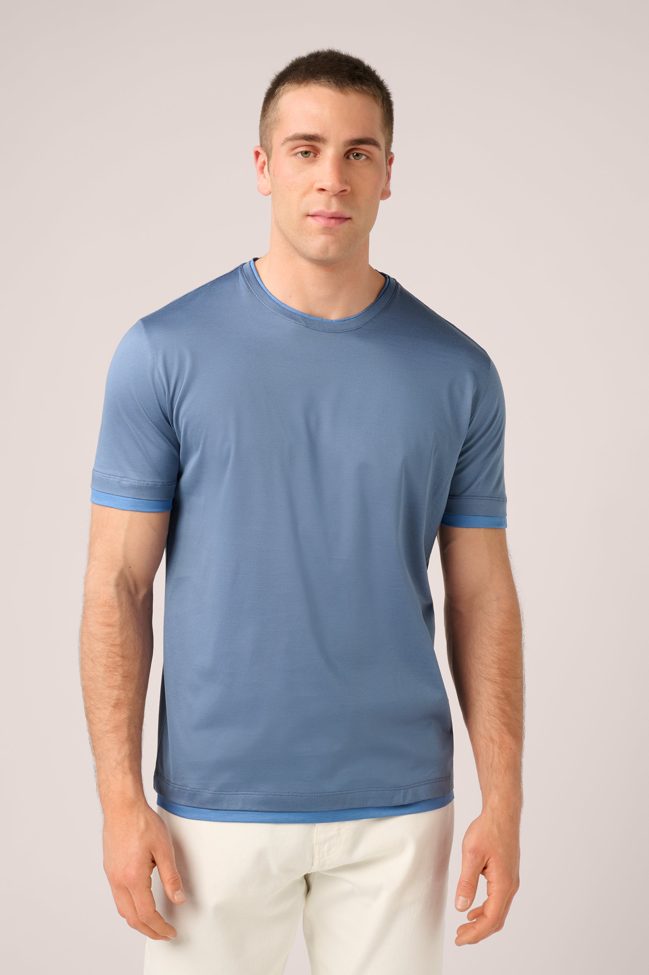 Super Soft T-Shirt - Filo Di Scozia Italian Cotton - Sky Blue