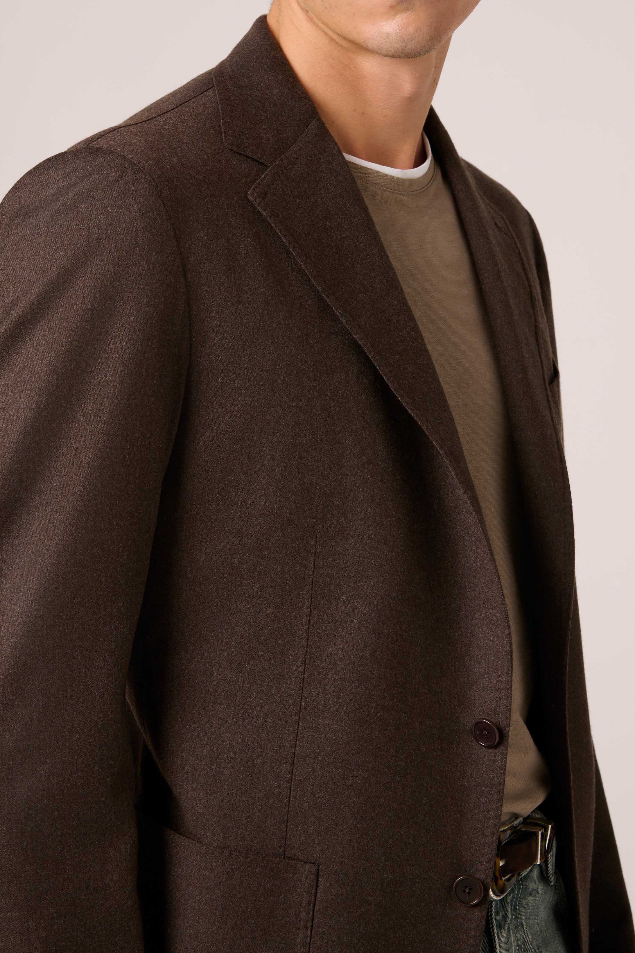 Naples Blazer - Wool/Silk - Brown Flannel