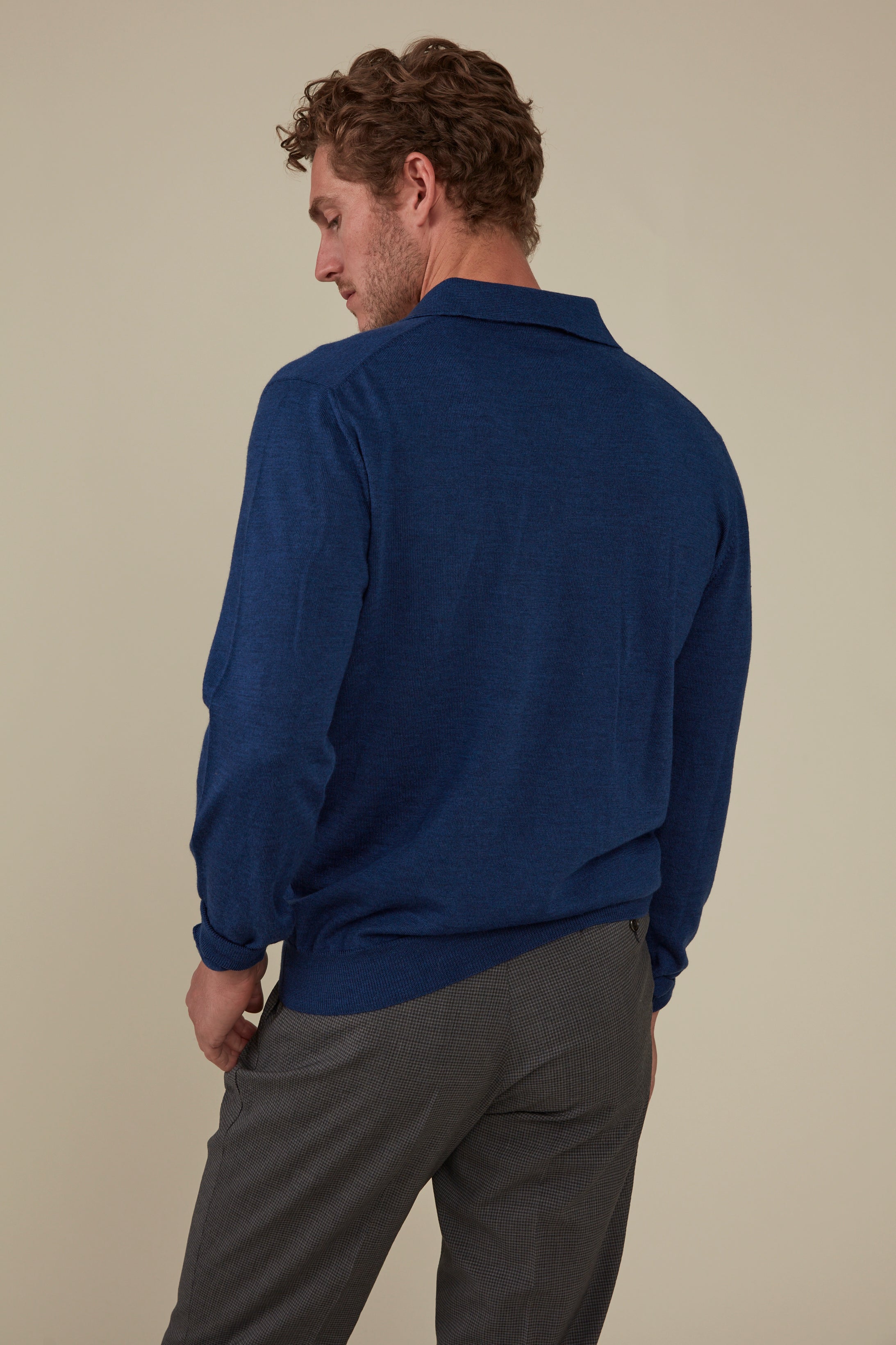 Daylesford Merino Long Sleeved Polo - Indigo