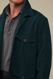 Clifton Seersucker Overshirt Virgin Wool and Mohair- Emerald