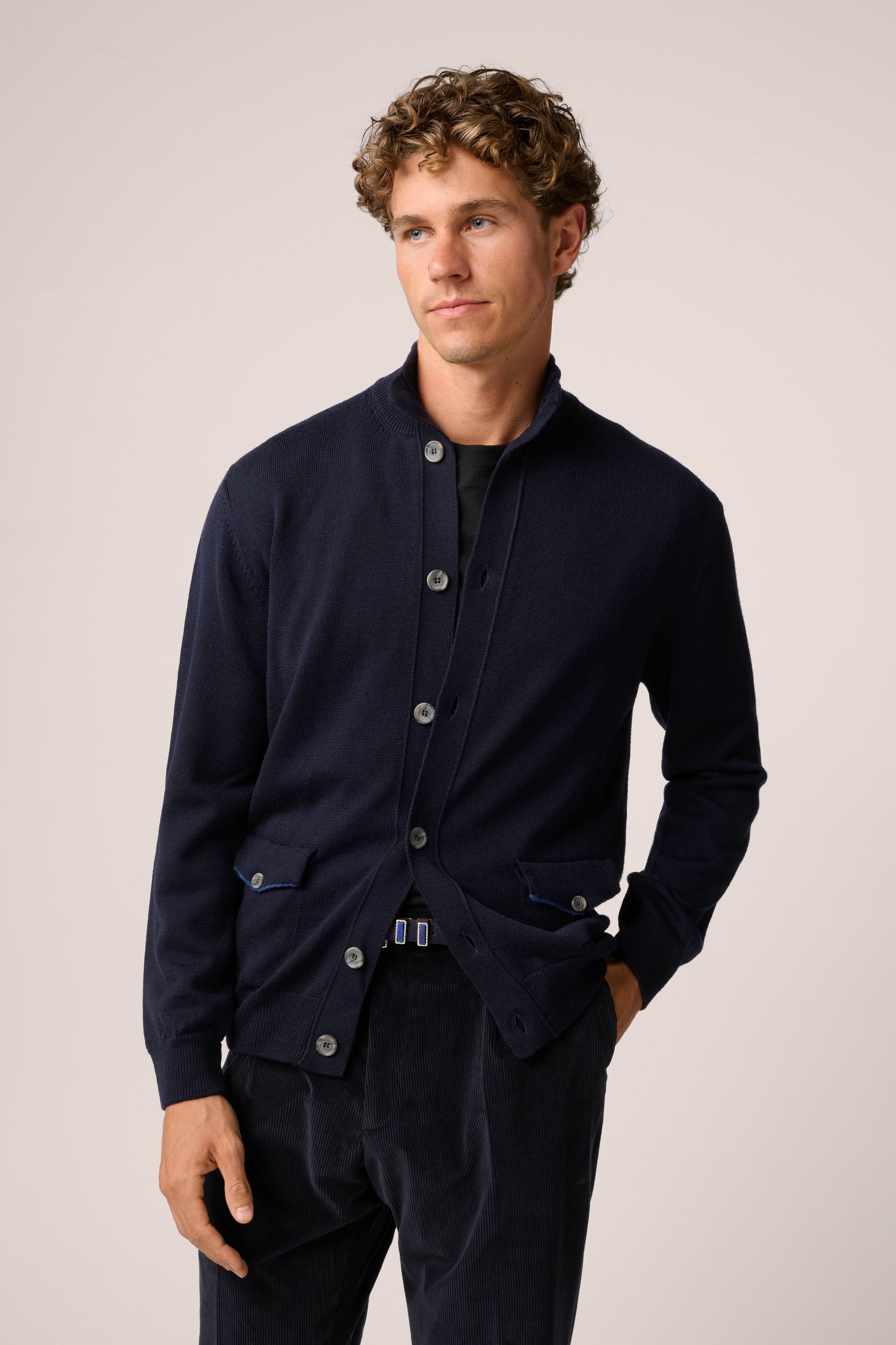 Woodend Cardigan - Wool - Navy Blue