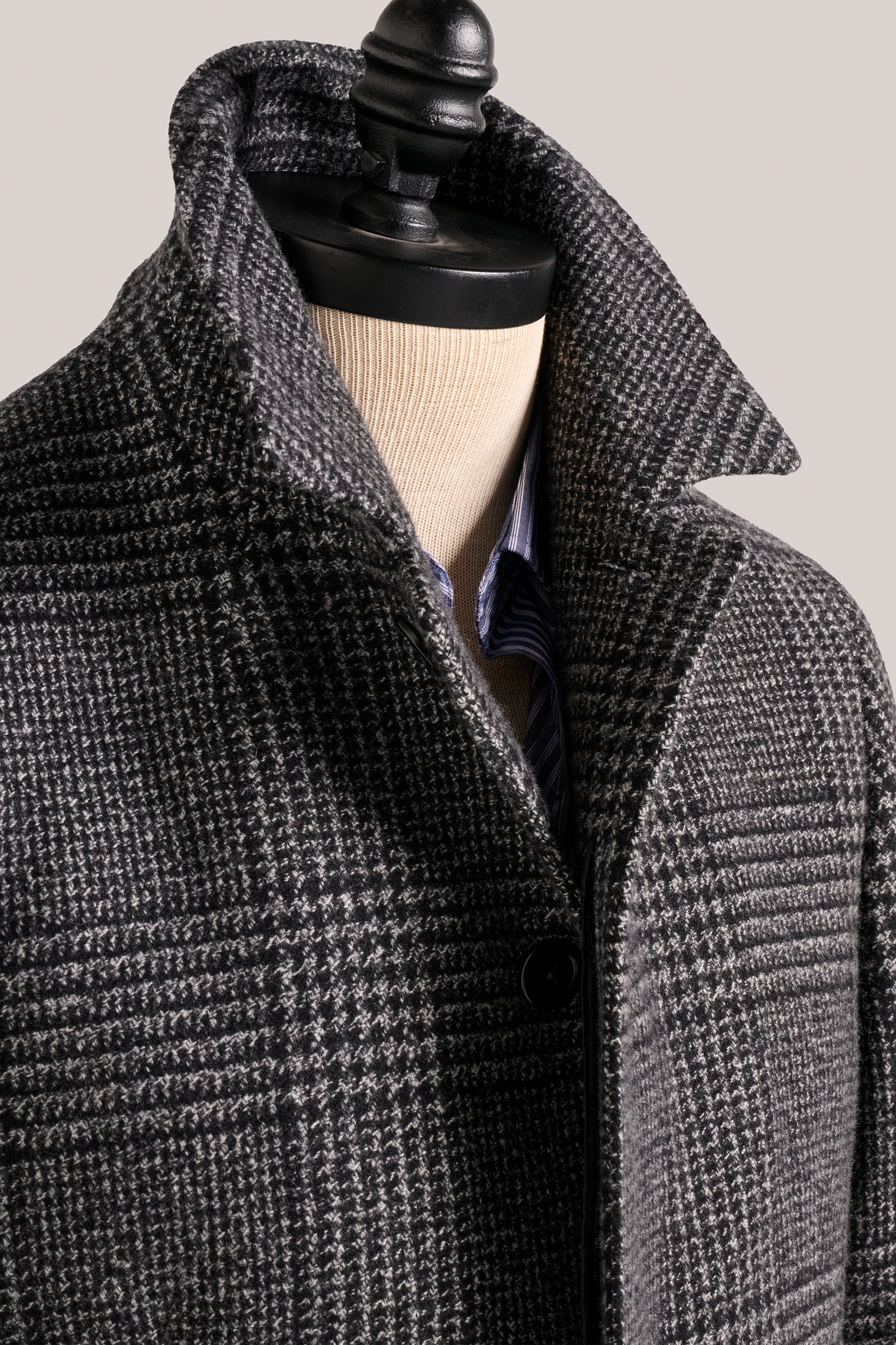 Webster Overcoat - Wool and Cashmere - Slate Grey Prince of Wales
