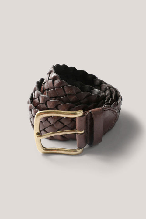 Hepburn Woven Leather Belt - Chocolate