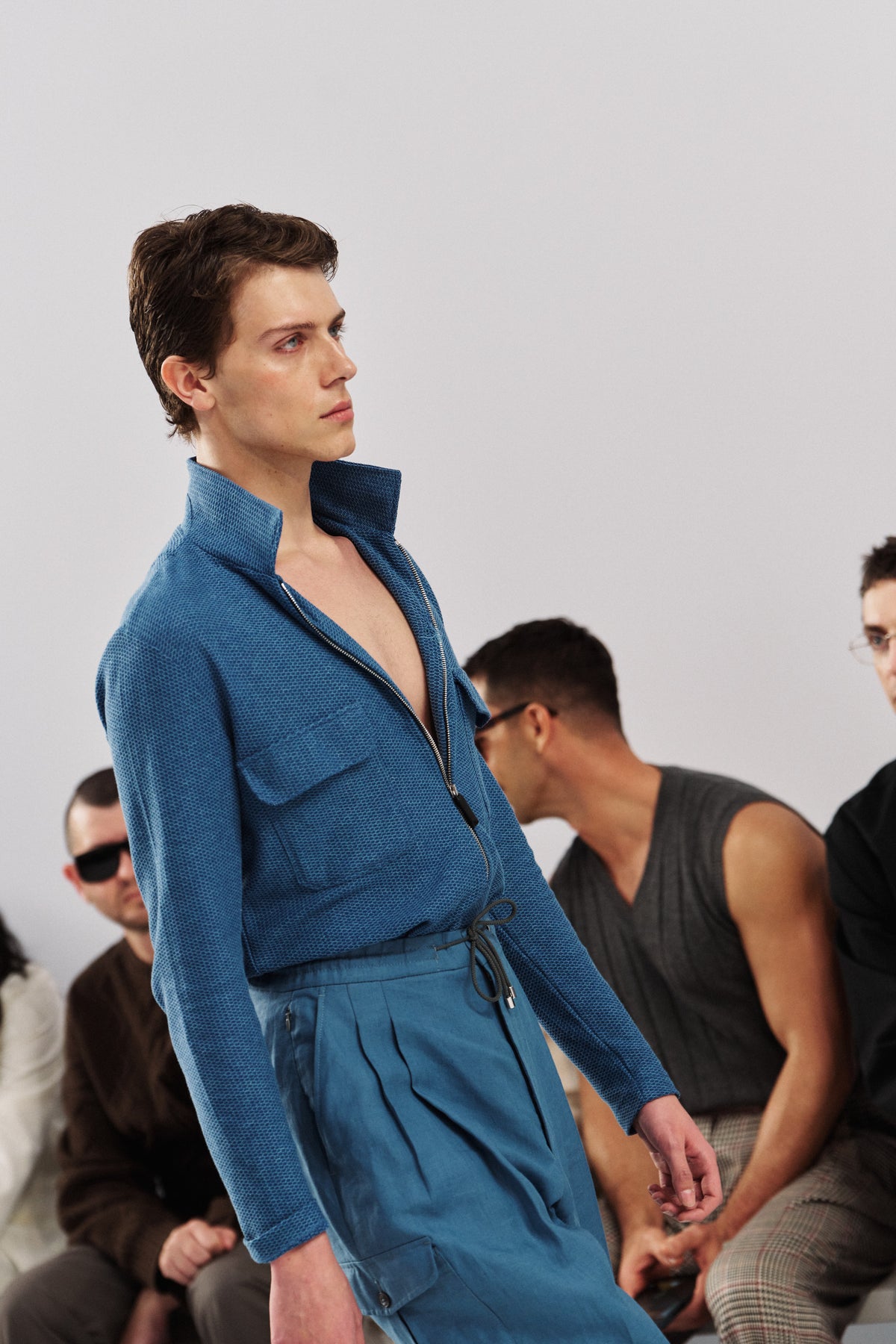 Knit Zip Jacket - Italian Cotton - Summer Blue