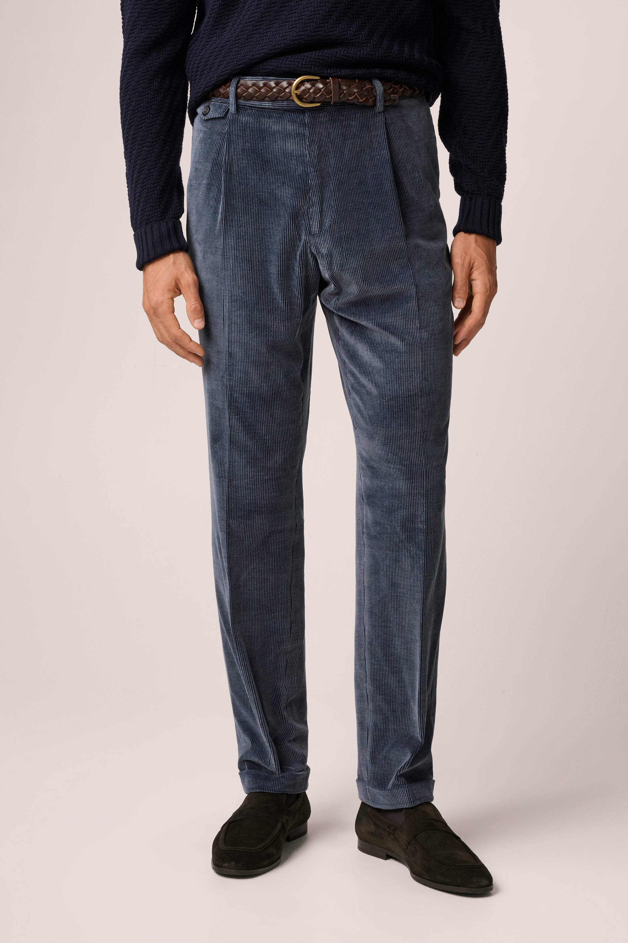Corduroy Trouser - Cotton And Wool - Steel Blue