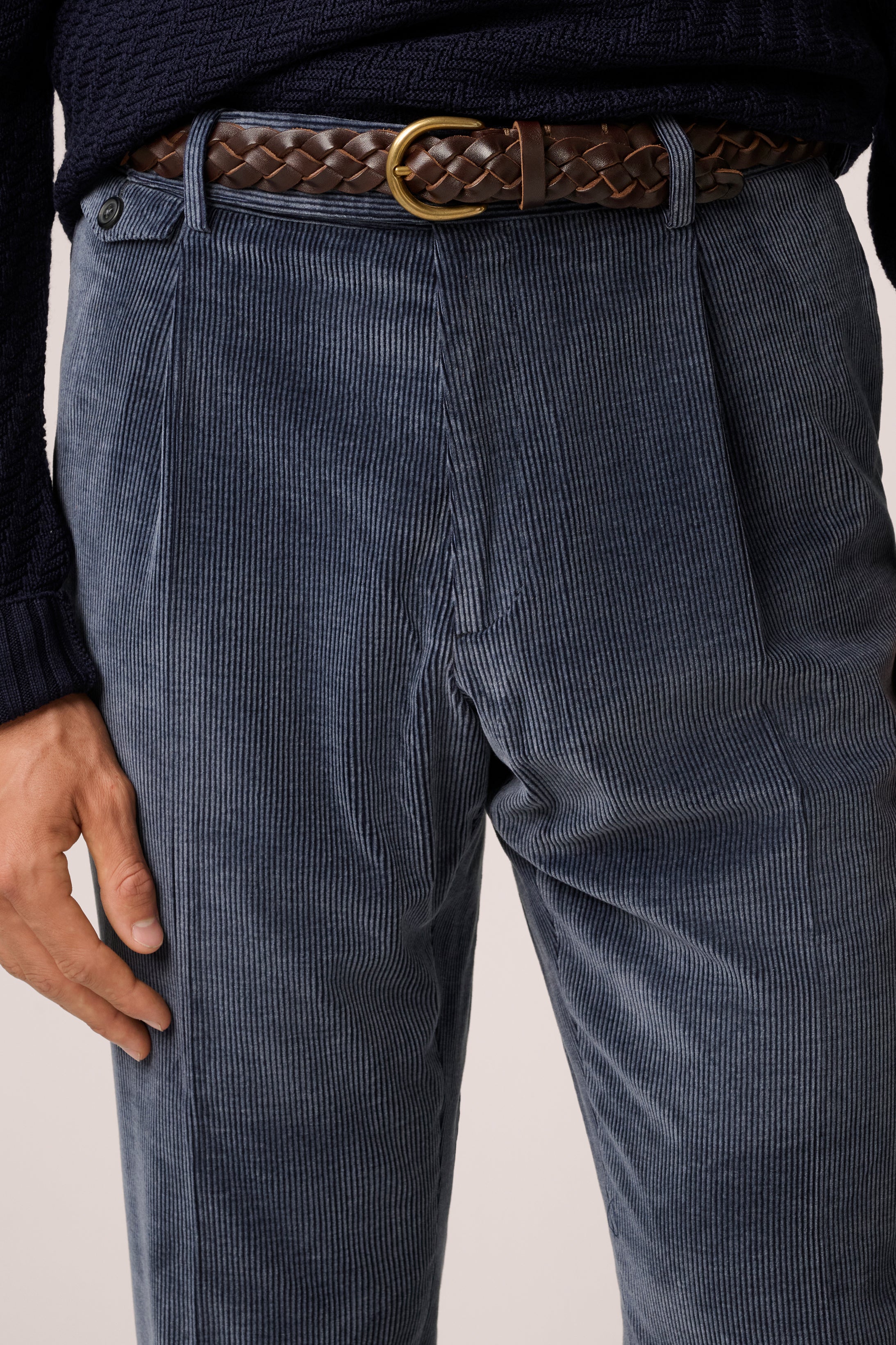 Corduroy Trouser - Cotton And Wool - Steel Blue