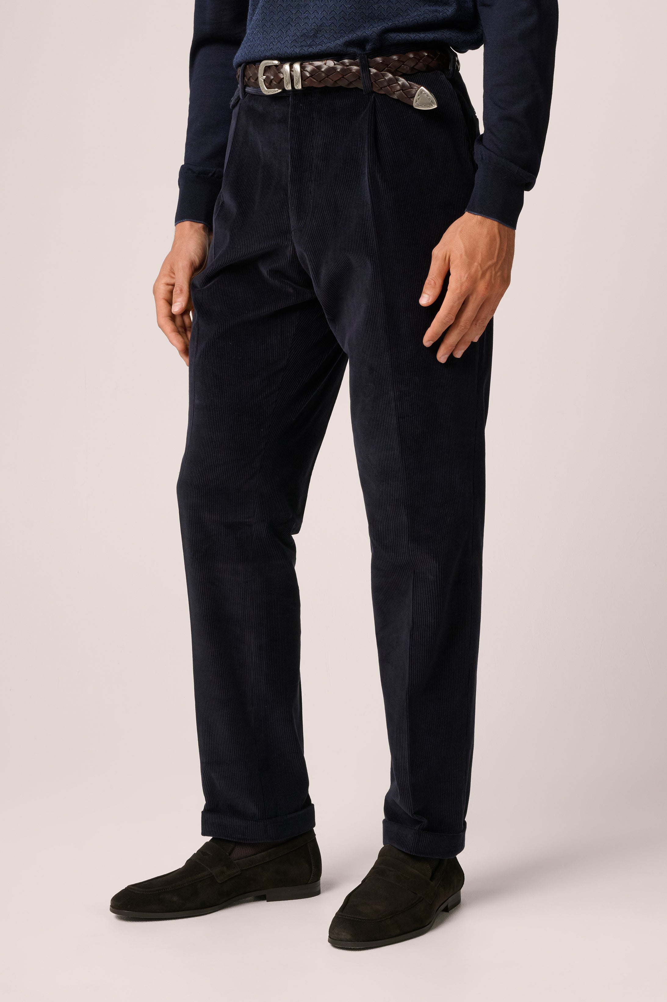 Corduroy Trouser - Cotton And Wool - Navy Blue