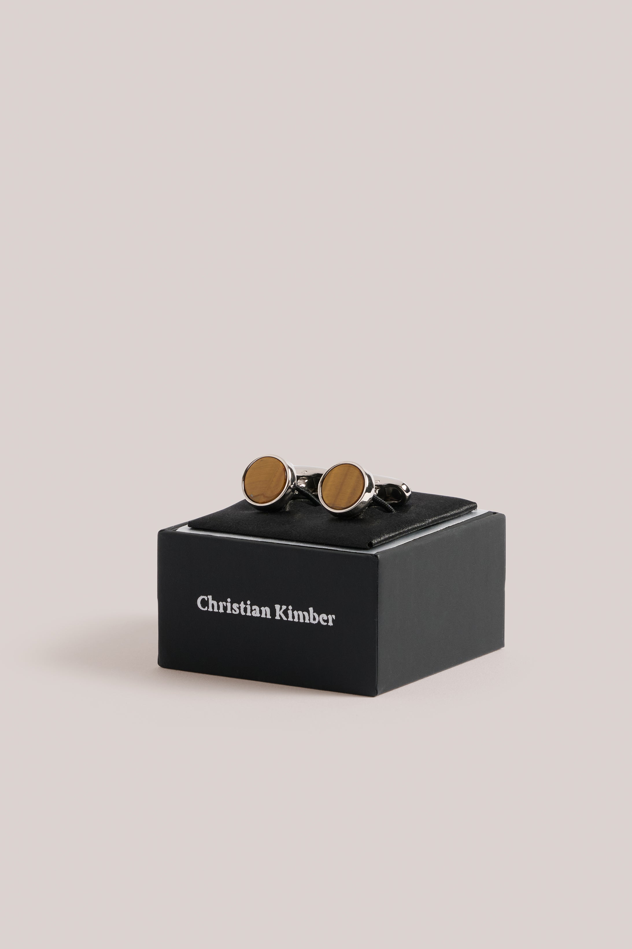 Cufflinks - Palladium - Tigers Eye Stone Inlay – CHRISTIAN KIMBER