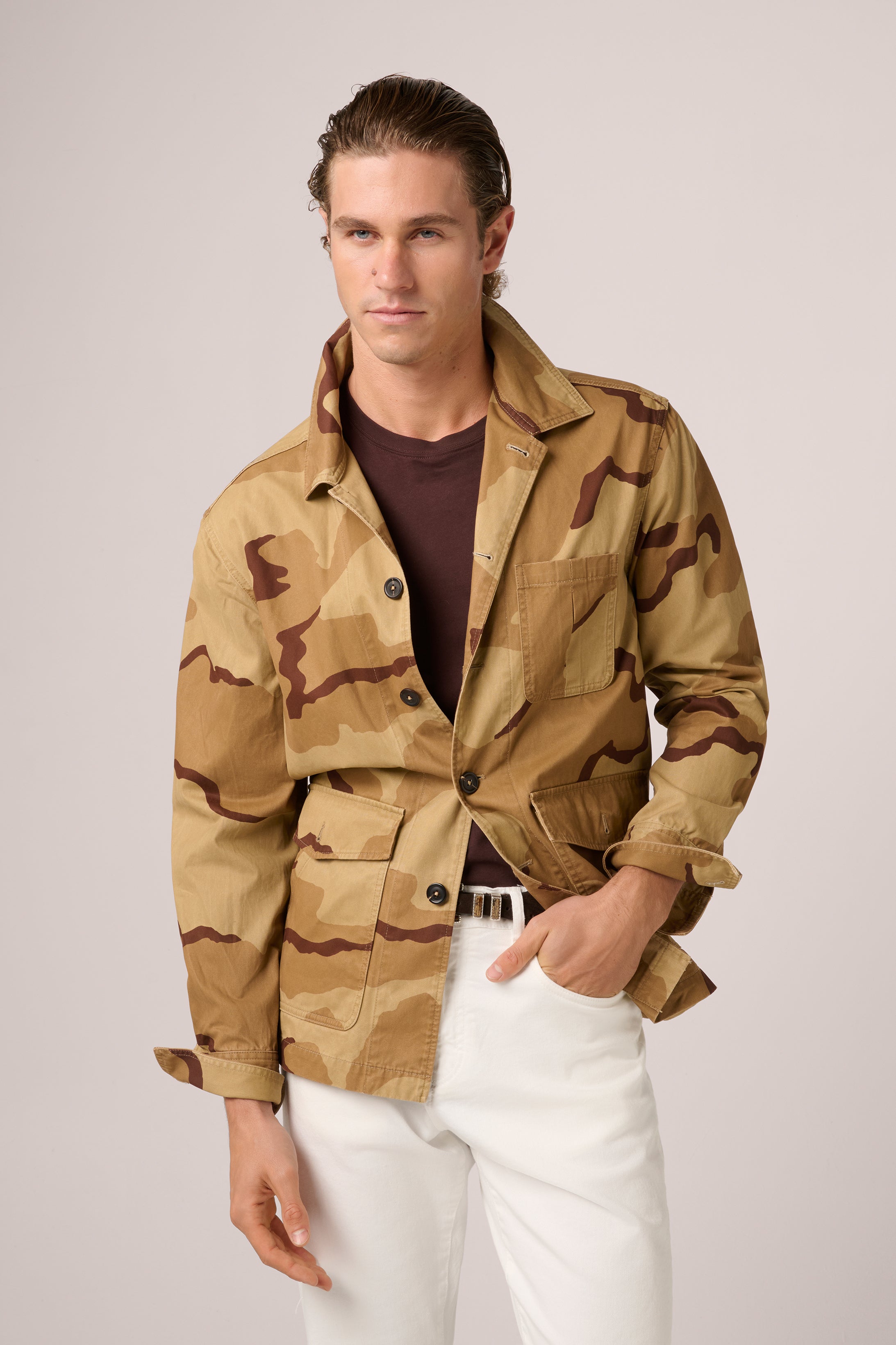 Fitzroy Chore Jacket - Super Twill Organic Cotton - Sand Camouflage - PREORDER
