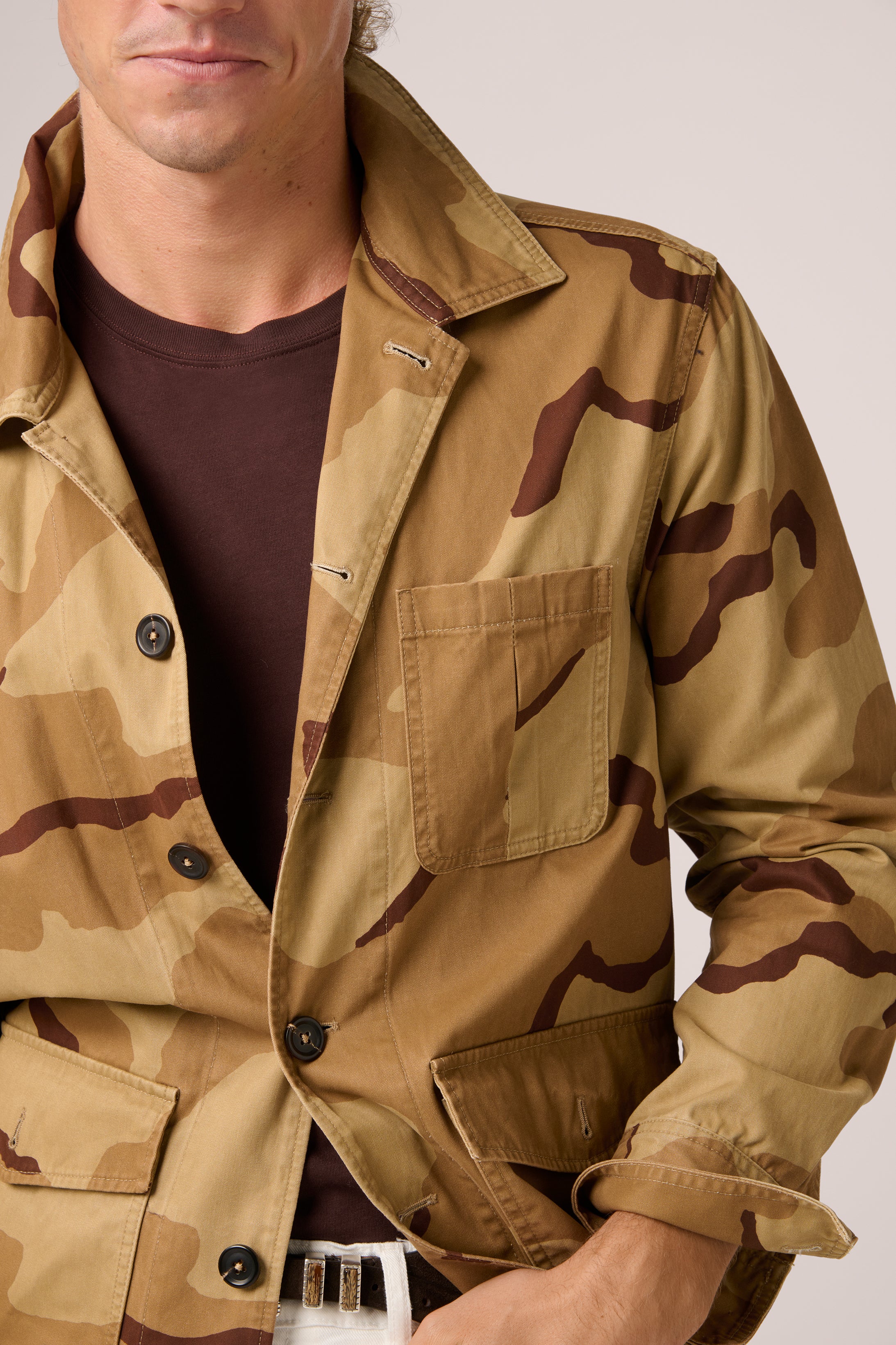 Fitzroy Chore Jacket - Super Twill Organic Cotton - Sand Camouflage - PREORDER