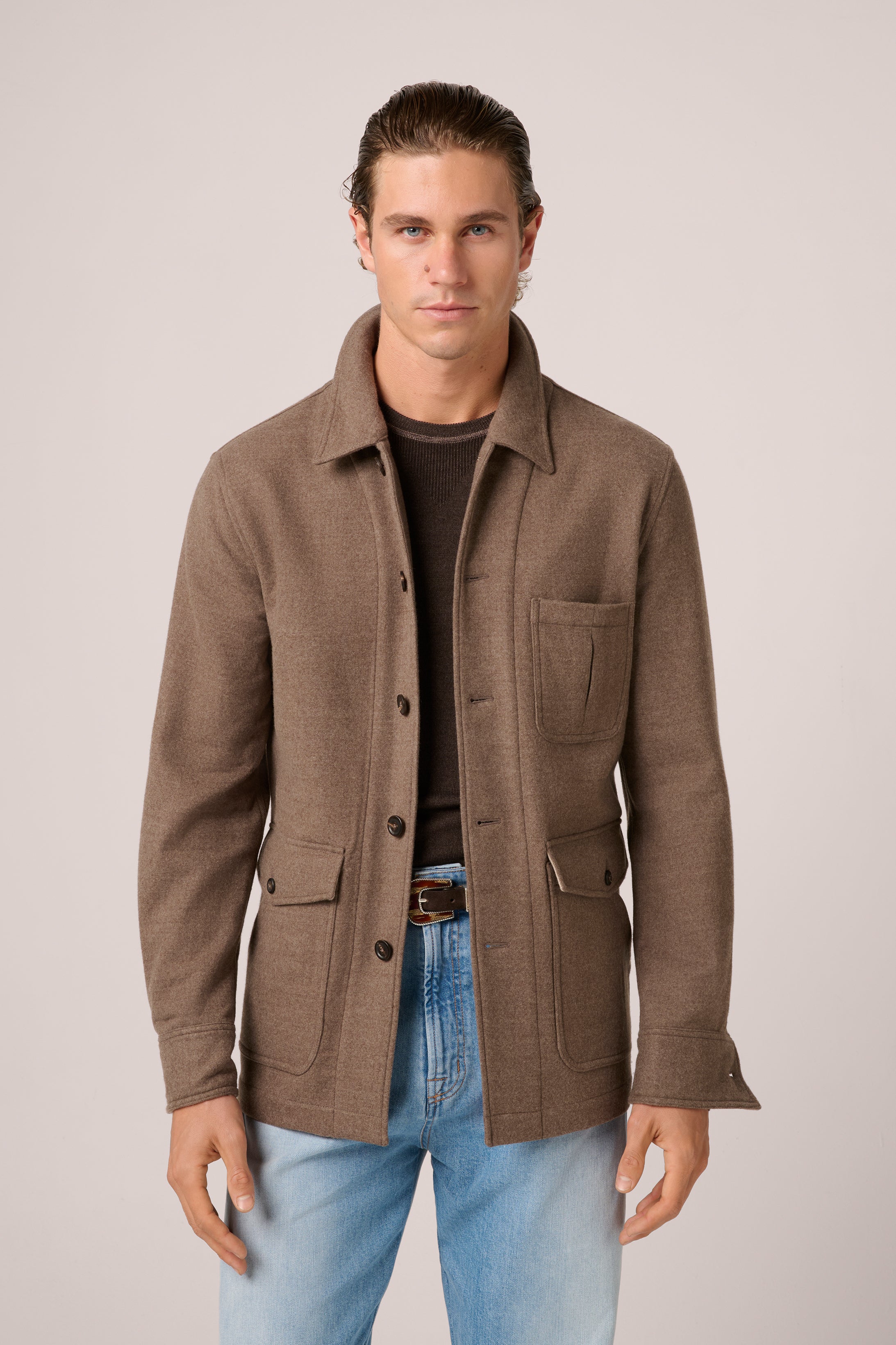 Fitzroy Chore Jacket - Double-Face Cashmere - Taupe/Sand