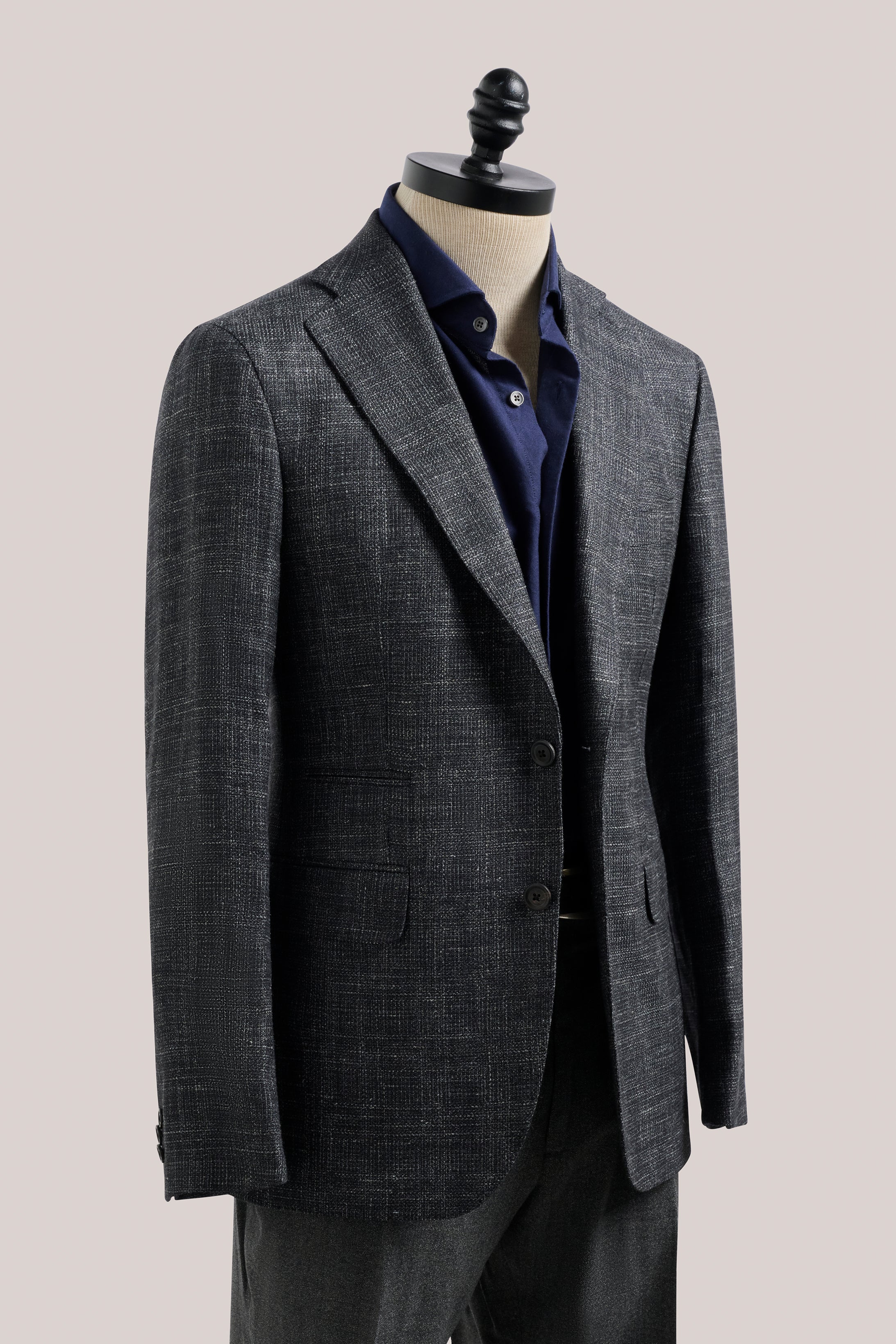 Apollo Unstructured Blazer- Wool/Silk/Linen - Charcoal Melange