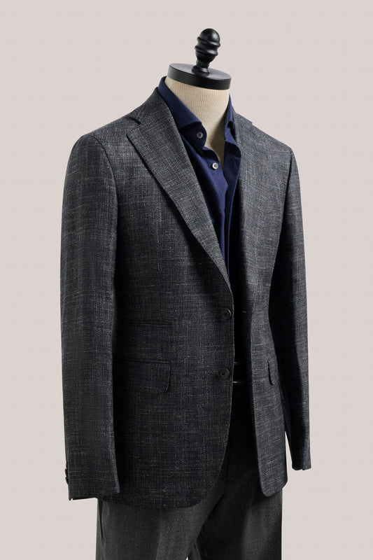 Apollo Unconstructed Blazer- Wool/Silk/Linen - Charcoal Melange