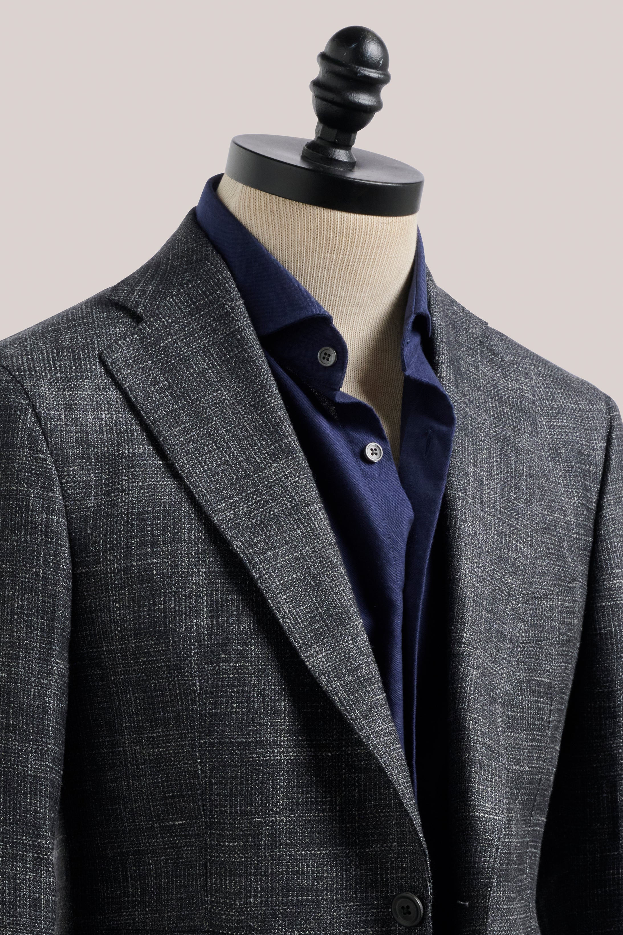 Apollo Unstructured Blazer- Wool/Silk/Linen - Charcoal Melange