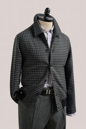 Macedon Bomber Jacket - Wool - Black and Grey Check