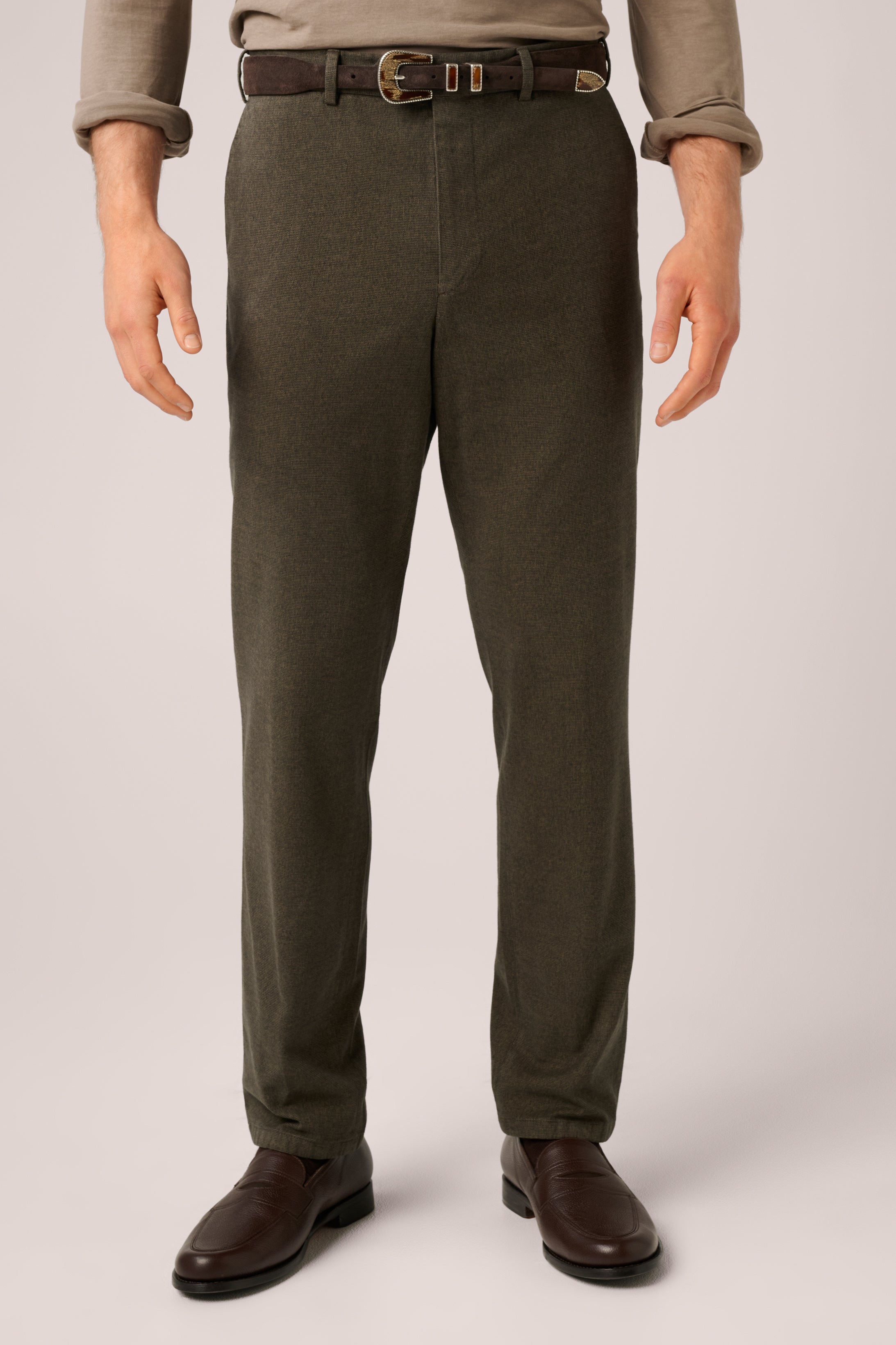 Super Soft Chino - Garment-Dyed Italian Cotton - Melange Chocolate Brown