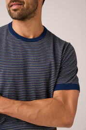 Cullen Knit T-Shirt - Blue/Oat Stripe