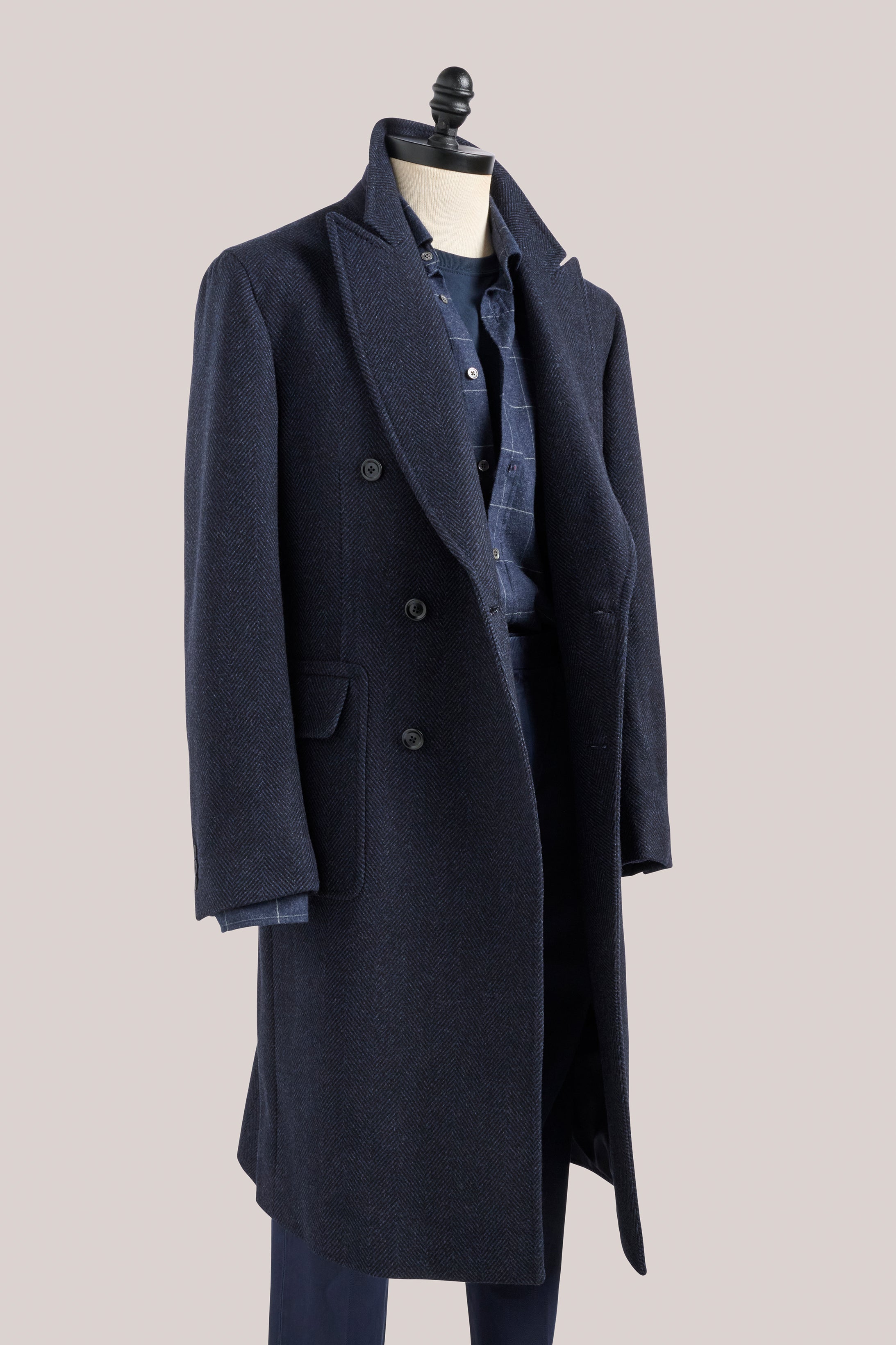 Kyneton Double-Breasted Italian Wool/Cashmere Overcoat - Navy