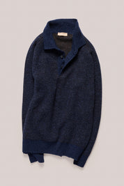Merricks - Cashmere Raglan Polo - Melange Navy Brown