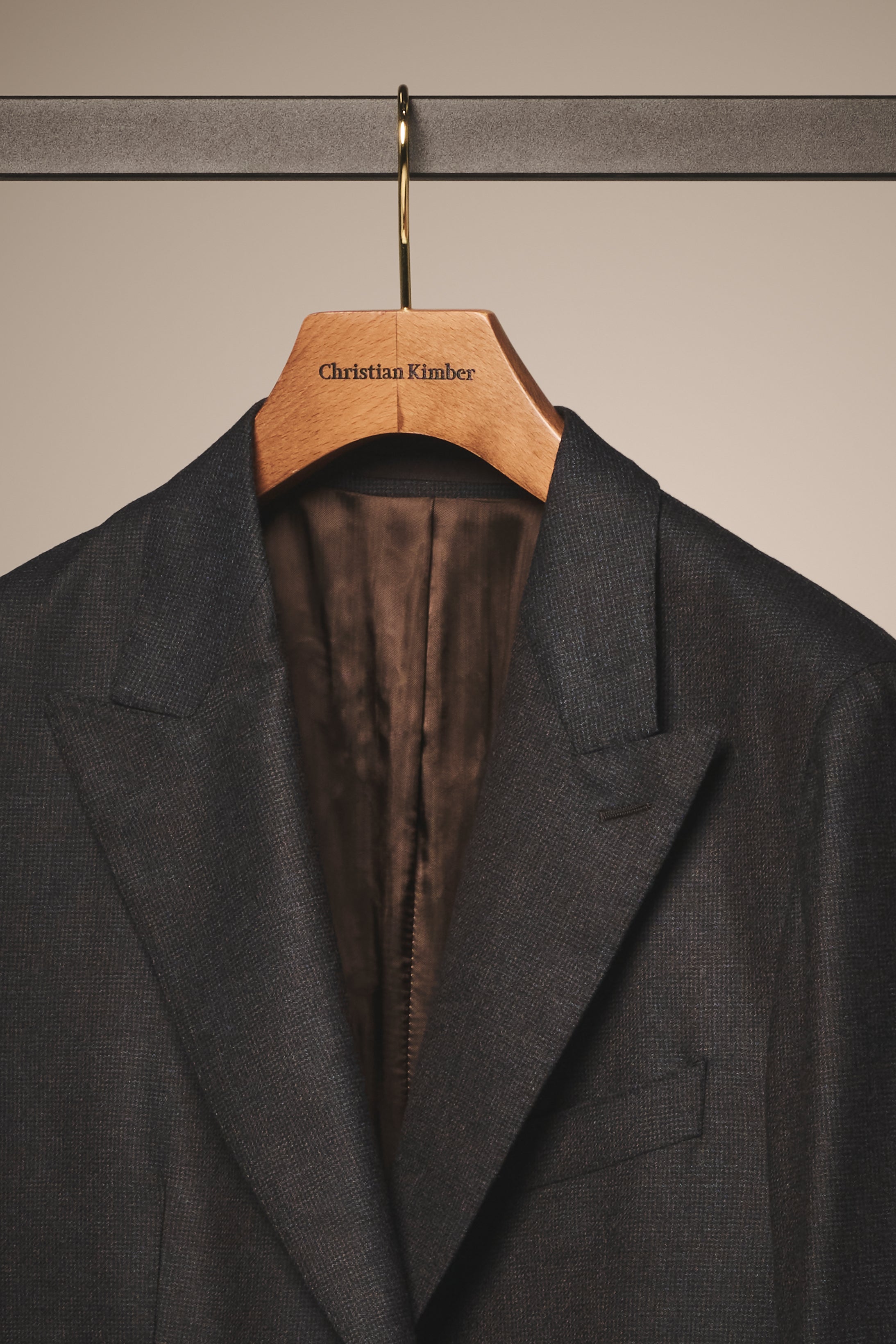 Peak Lapel Blazer - Wool & Cashmere - Chocolate, Grey & Teal Melange