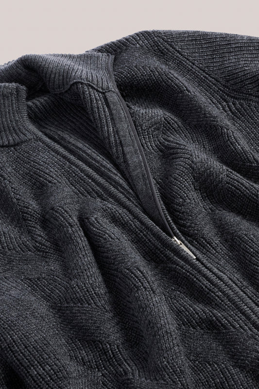 Kirk's Wool Zip Cardigan - Charcoal