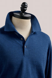 Daylesford Merino Long Sleeved Polo - Indigo