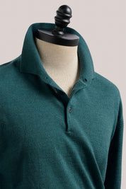 Daylesford Merino Long Sleeved Polo - Petrol