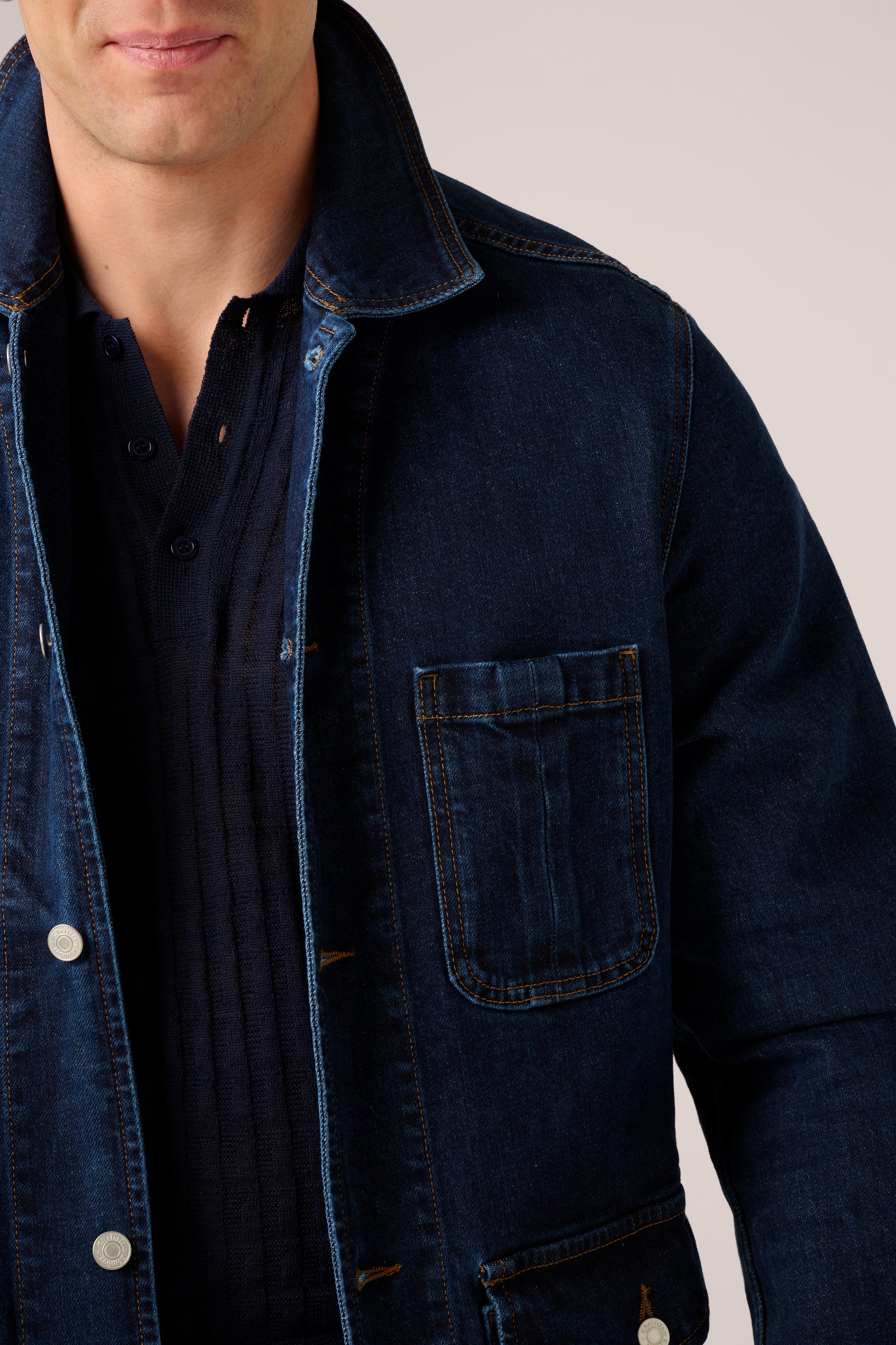 NEW - Fitzroy Chore Jacket -Denim - Mid Blue Wash