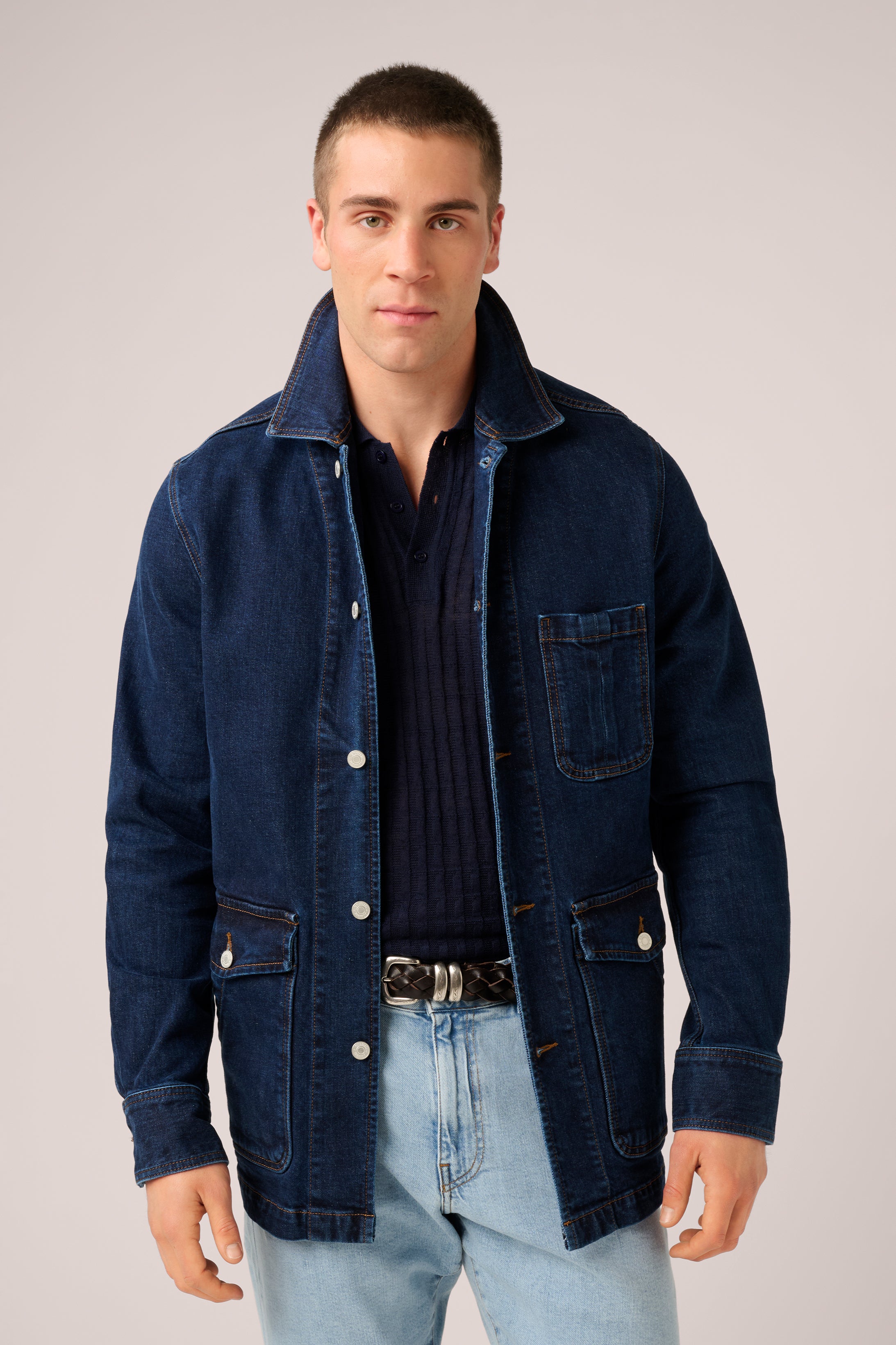 NEW - Fitzroy Chore Jacket -Denim - Mid Blue Wash
