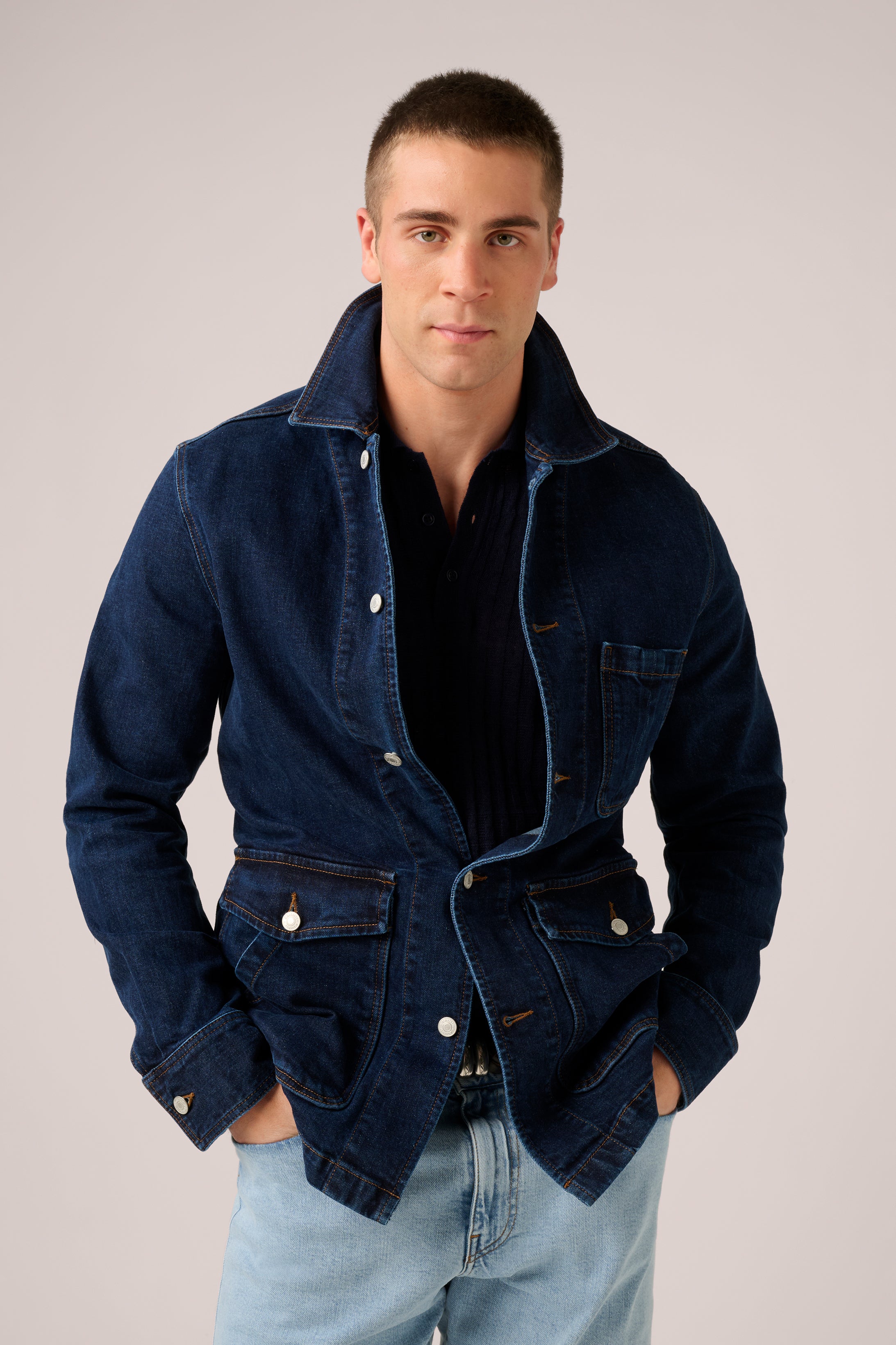 NEW - Fitzroy Chore Jacket -Denim - Mid Blue Wash