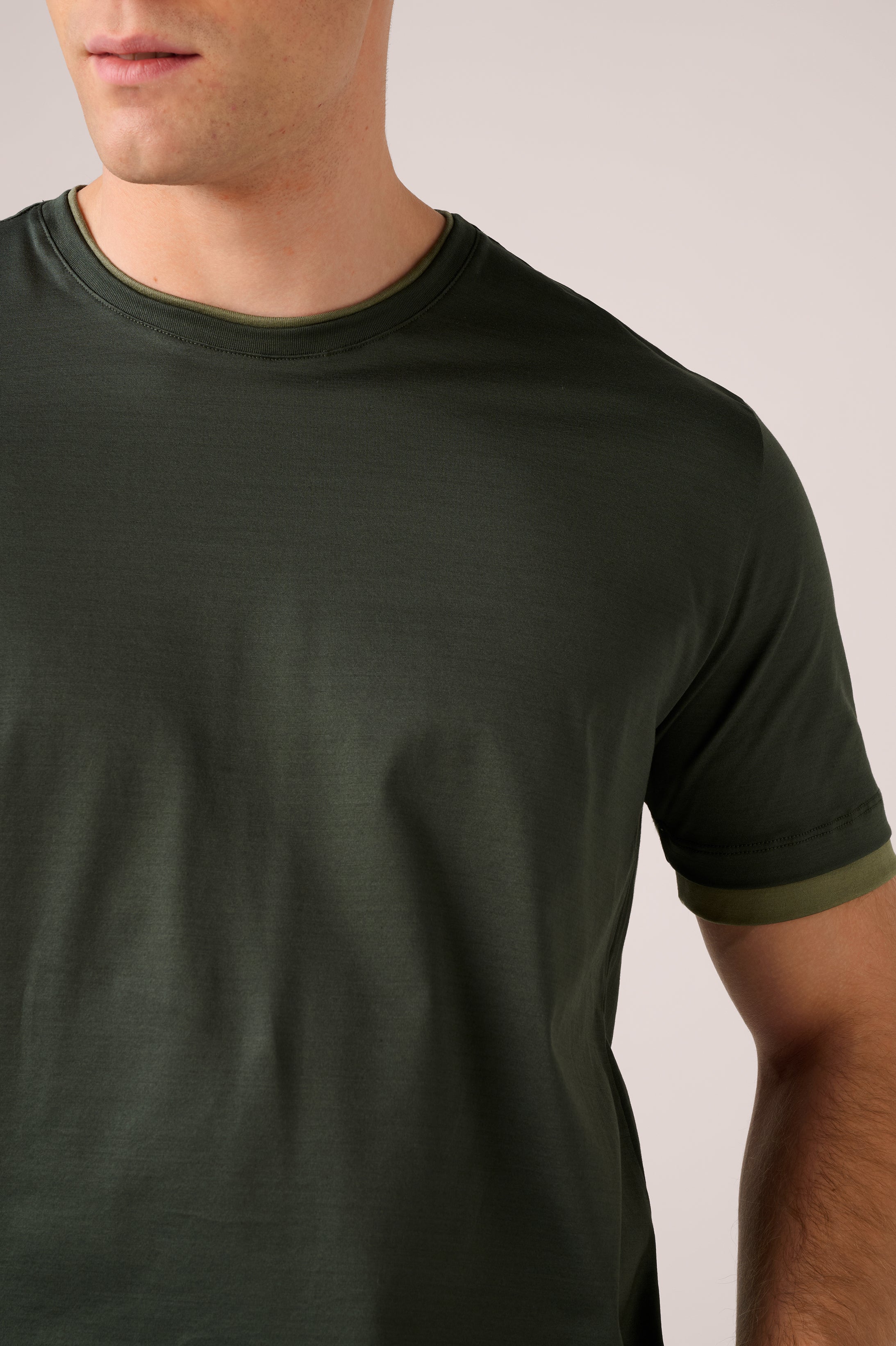 Super Soft T-Shirt - Filo Di Scozia Italian Cotton - Army Green & Khaki Green