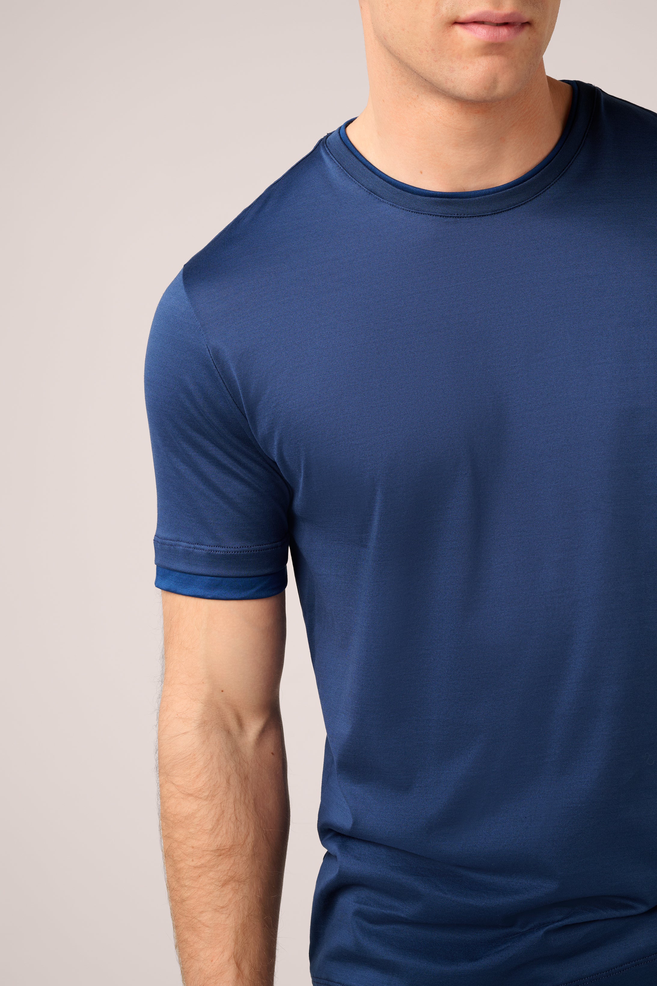 Super Soft T-Shirt - Filo Di Scozia Italian Cotton - Navy Blue