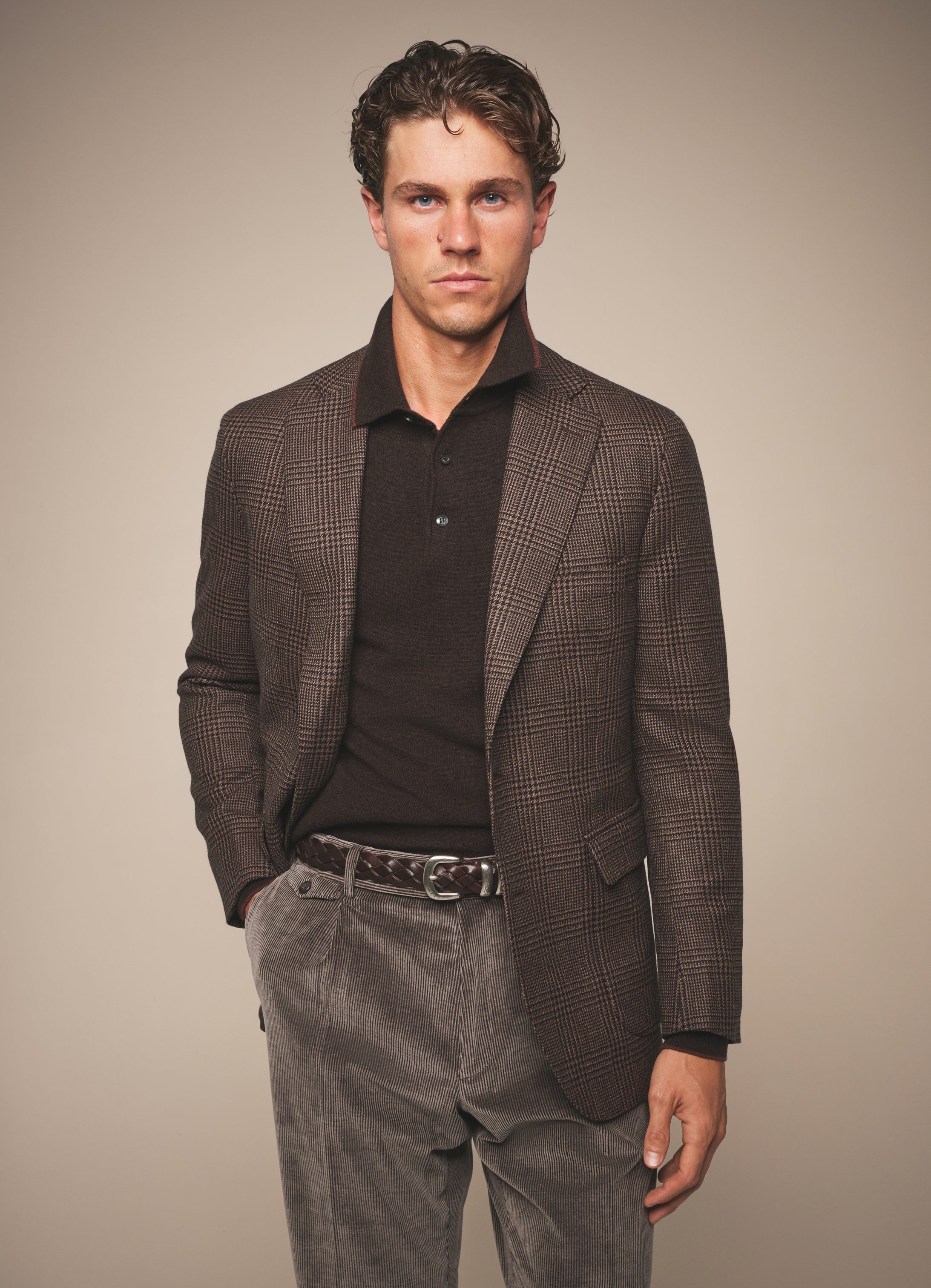 Apollo Blazer - Wool and Cashmere - Brown Prince of Wales